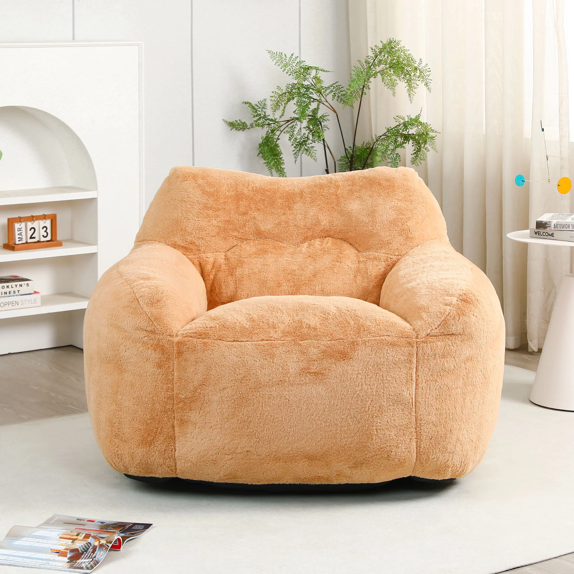 Beanbag Sofa Chair With Armrests Stuffed High Density Foam - Image 7