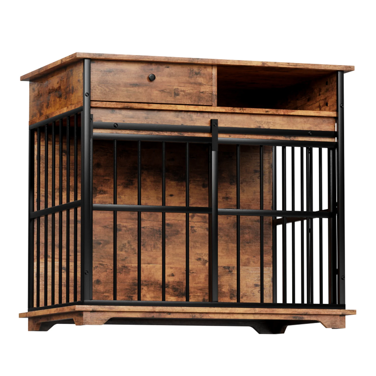 Beau 35-Inch Furniture Dog Crate with Integrated Storage Drawer and Side Compartment - Image 2