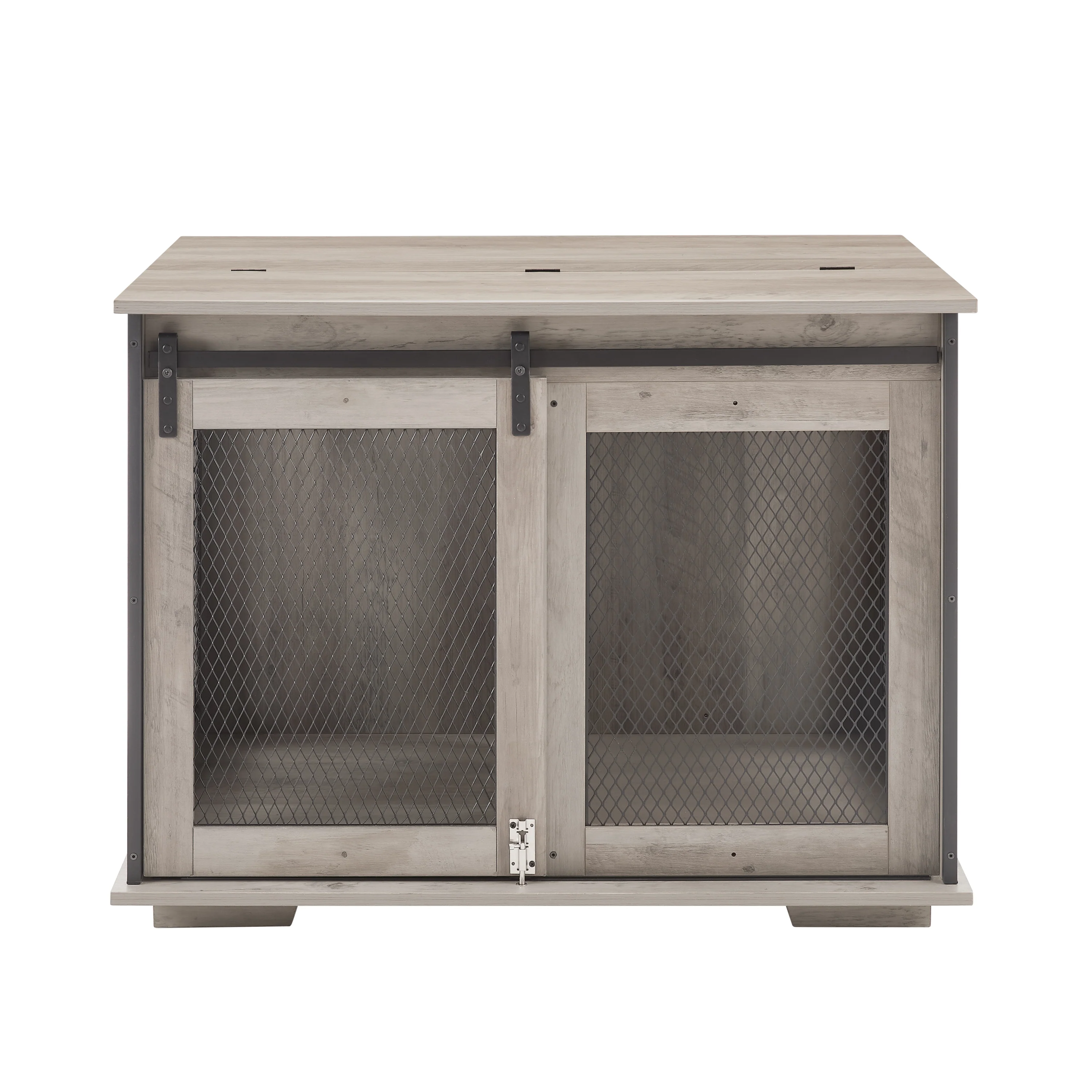 Beaufort 37-Inch Farmhouse Dog Crate with Sliding Barn Door and Flip-Top Interaction Panel - Image 18