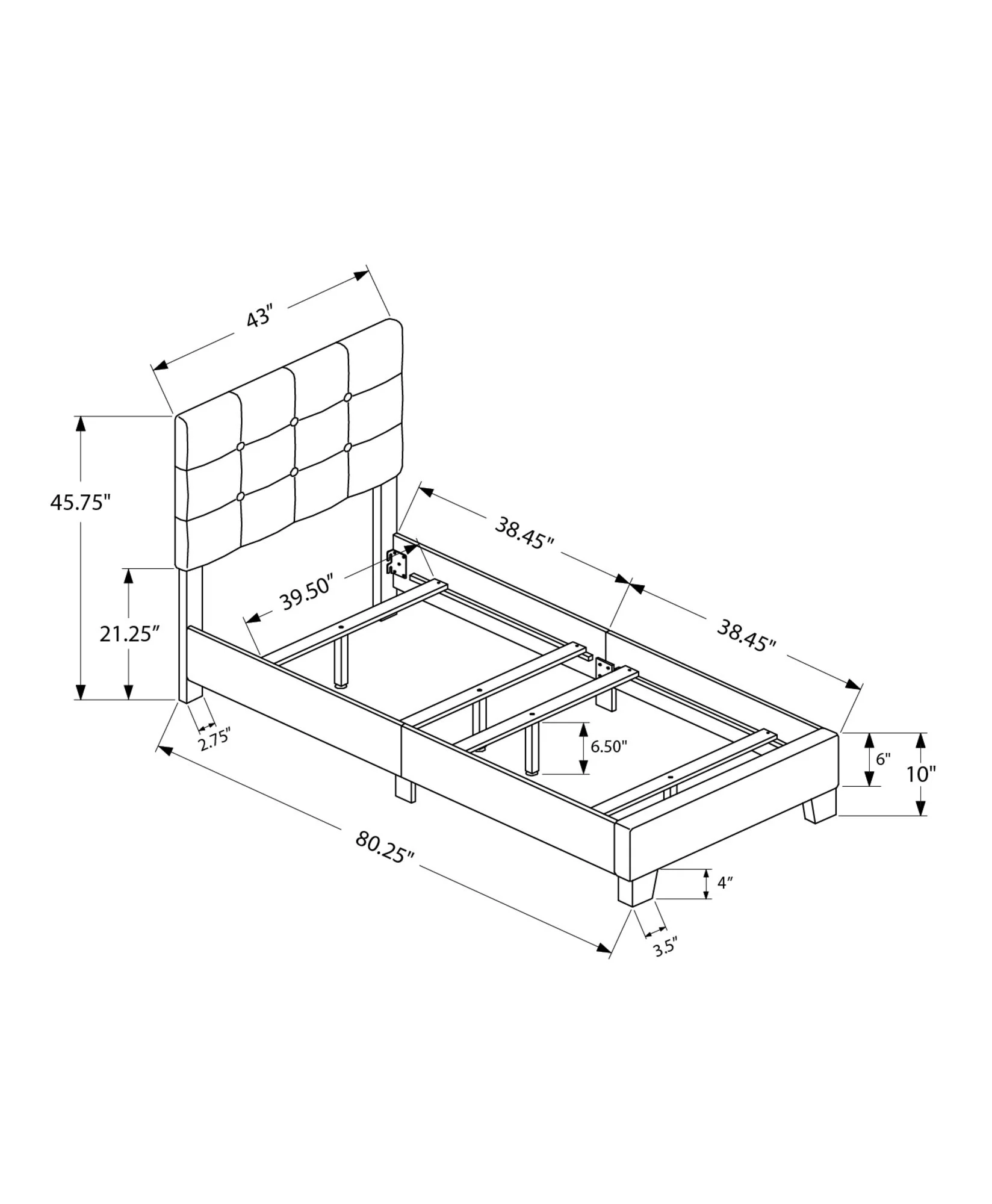Bed, Upholstered, Frame Only, Transitional - Image 54
