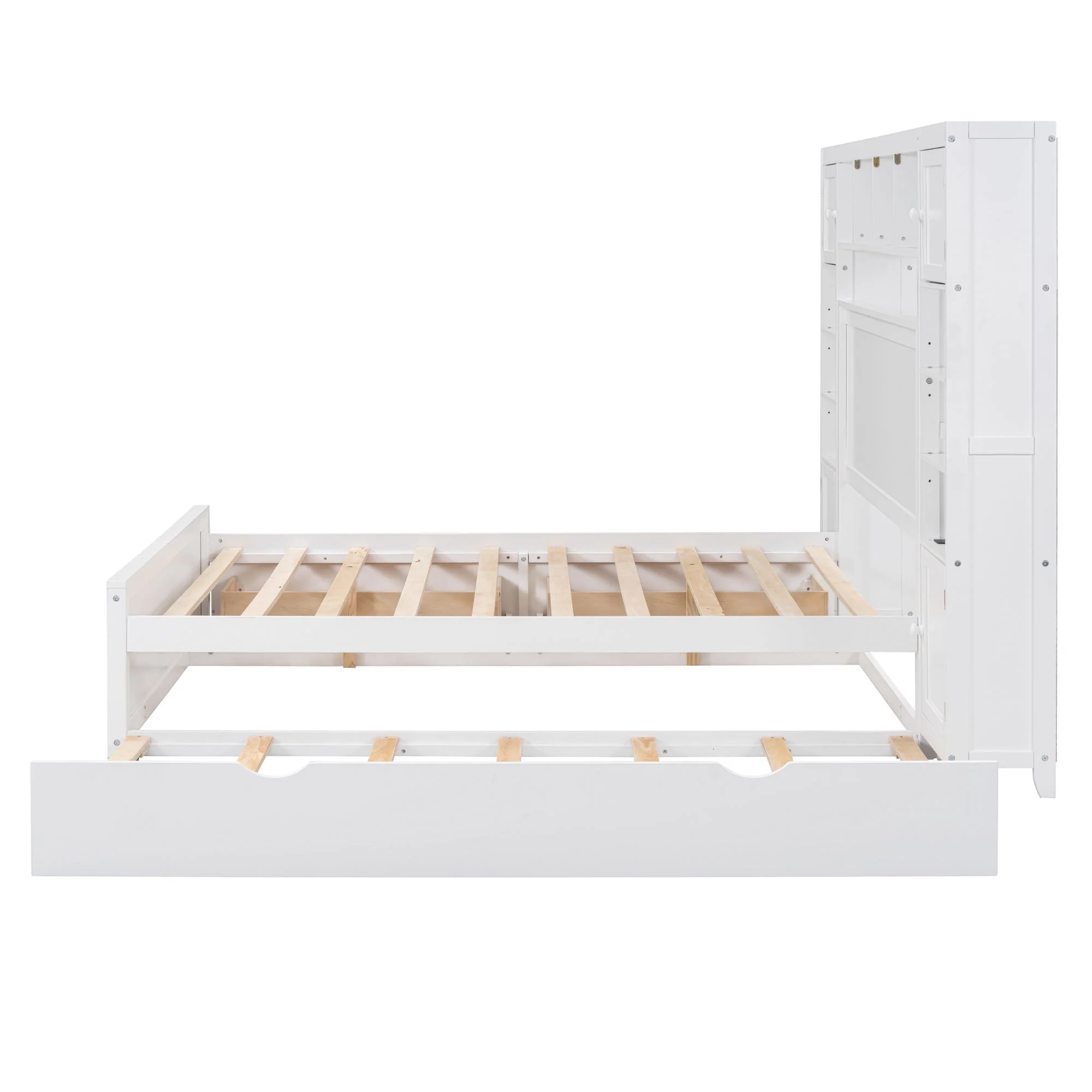 Bed With All In One Cabinet, Shelf And Sockets, Trundle - Image 17