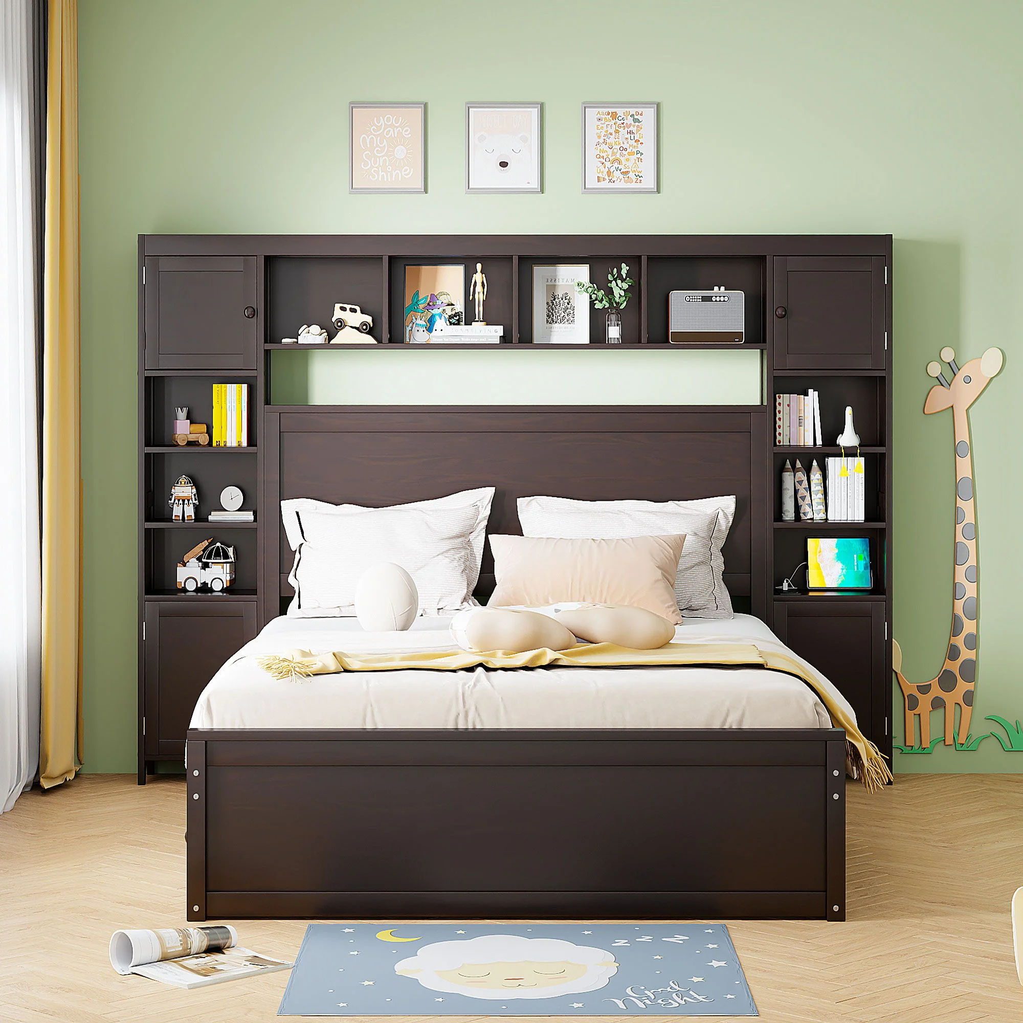 Bed With All In One Cabinet, Shelf And Sockets, Twin Long Trundle - Image 7