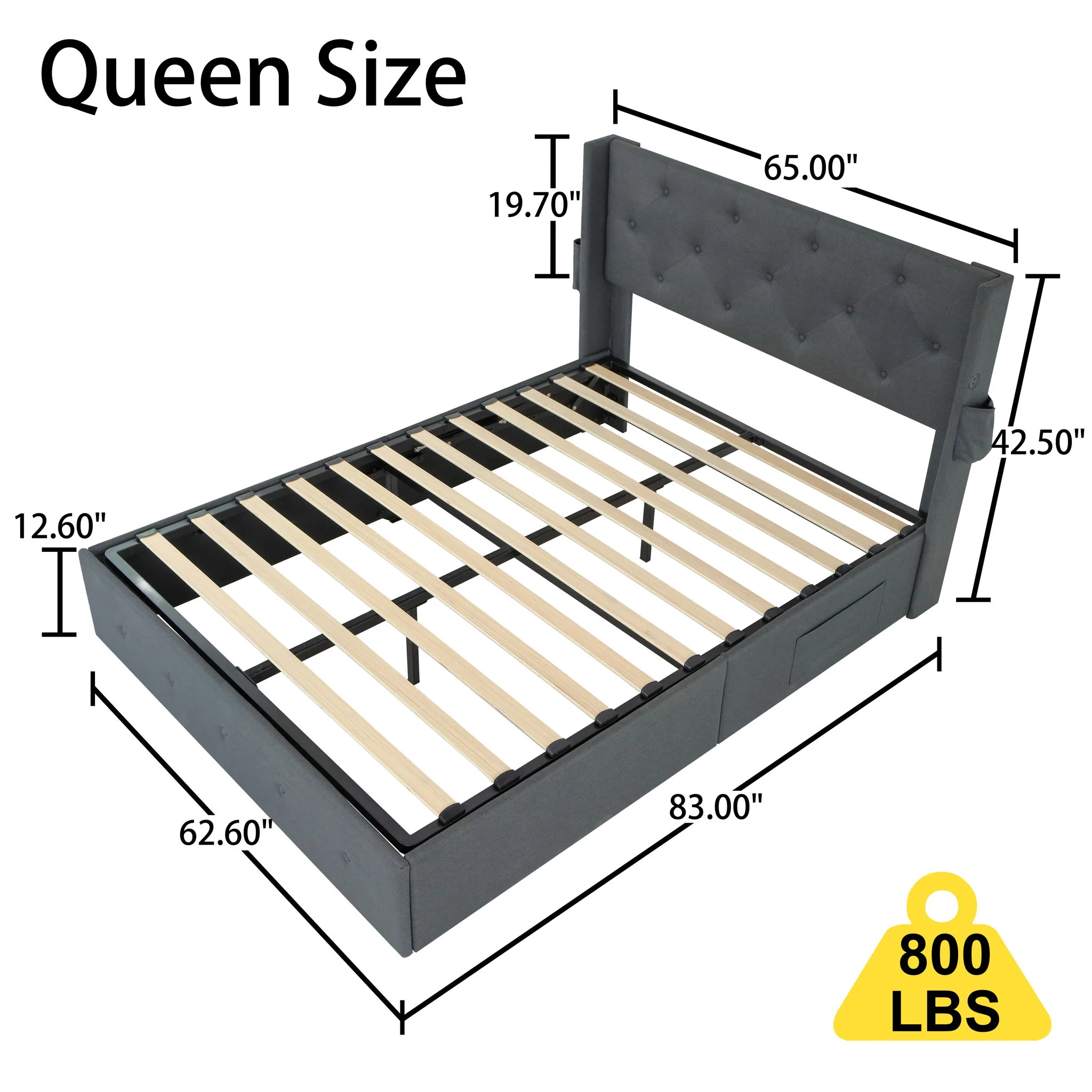 Bed With Gas Lift Storage, USB Ports - Image 15