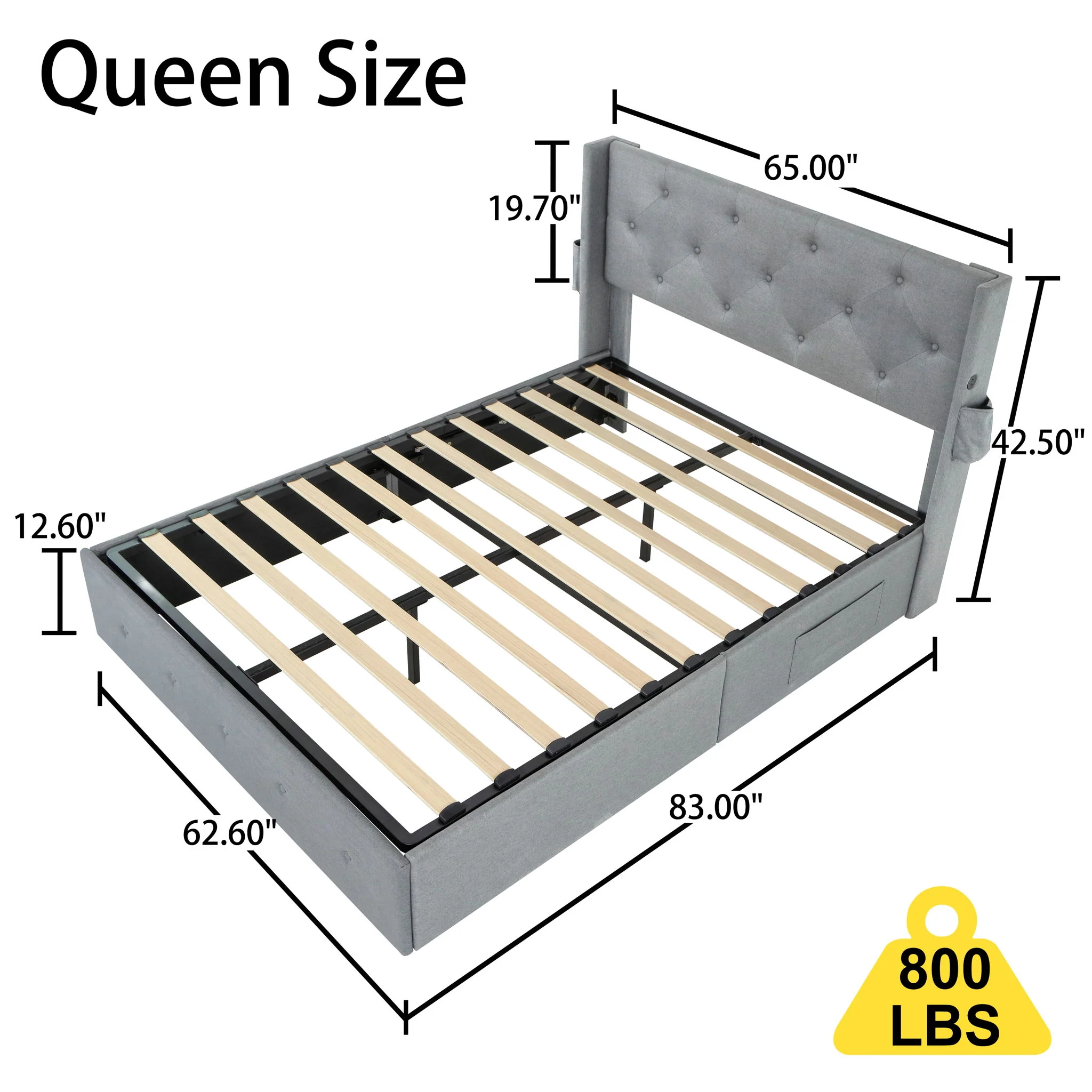 Bed With Gas Lift Storage, USB Ports - Image 20