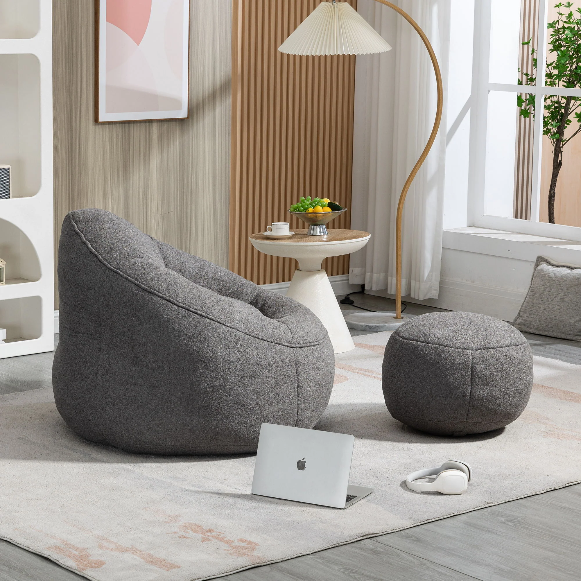 Bedding Bean Bag Sofa Chair High Pressure Foam With Footrest - Image 13