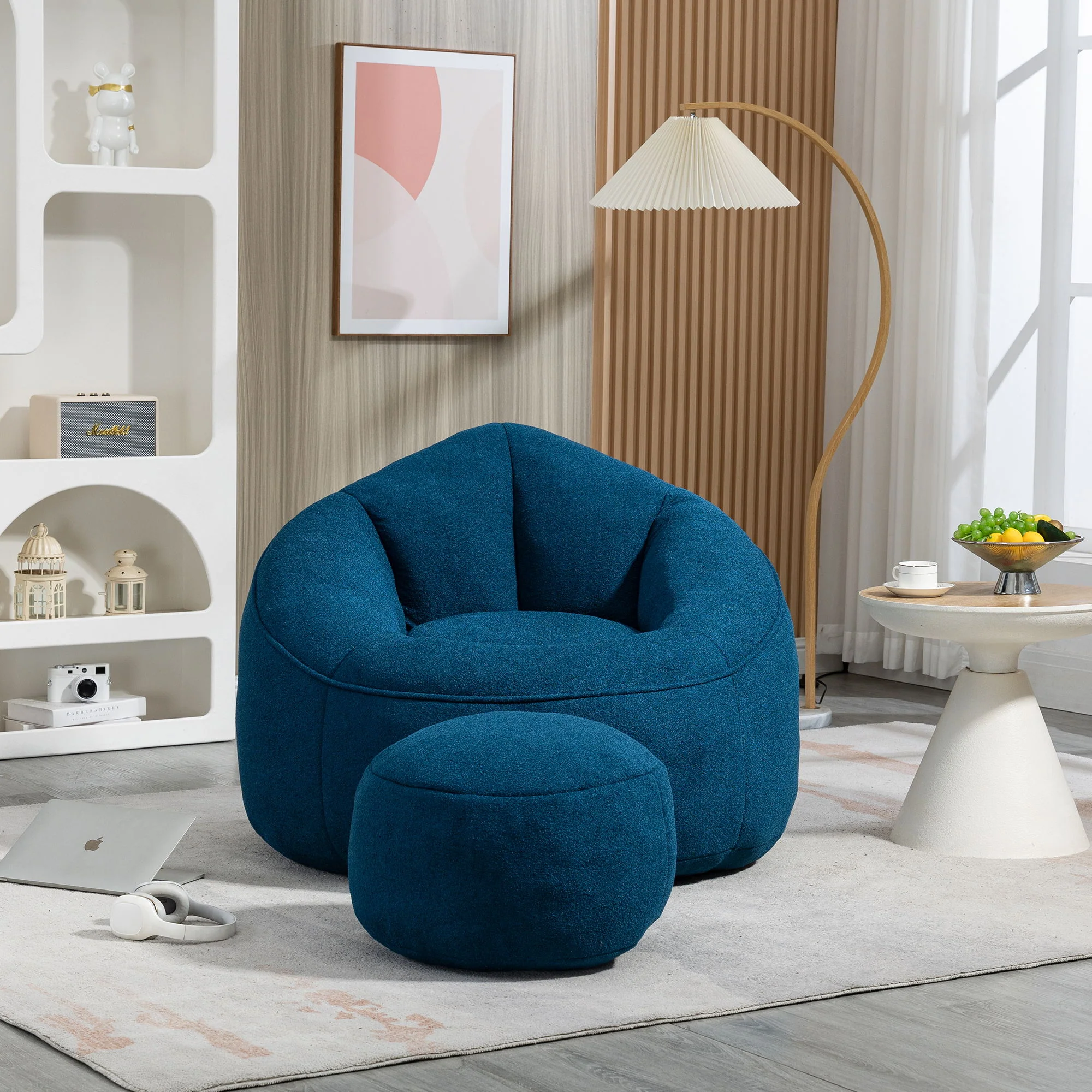 Bedding Bean Bag Sofa Chair High Pressure Foam With Footrest - Image 40