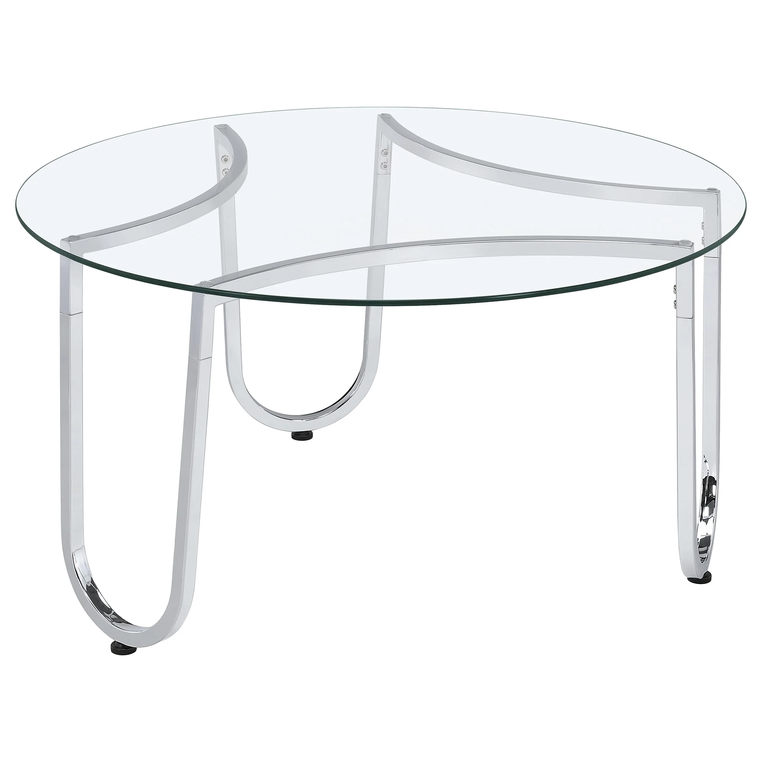 Beller Round Tempered Glass Top Cocktail Table Chrome