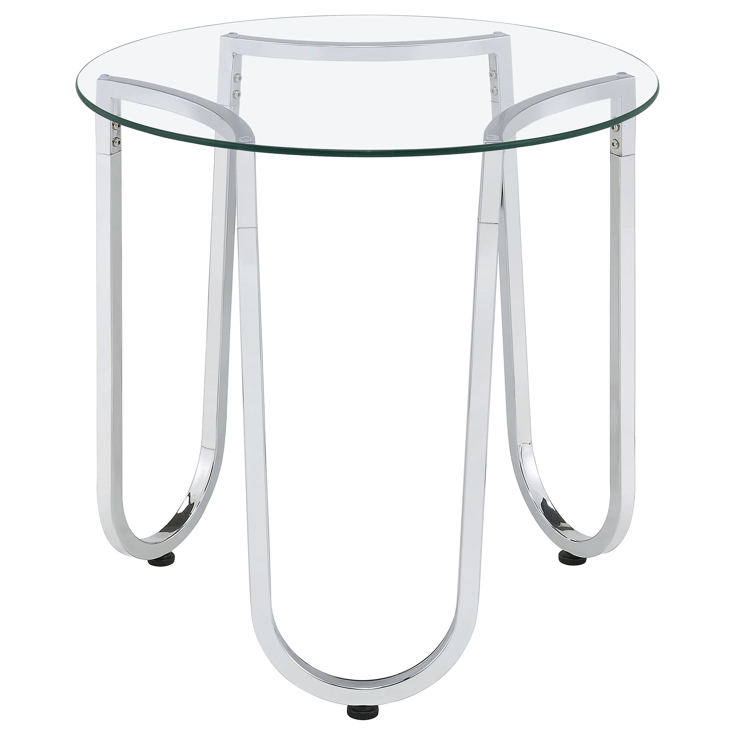 Beller Round Tempered Glass Top End Table Chrome - Image 4
