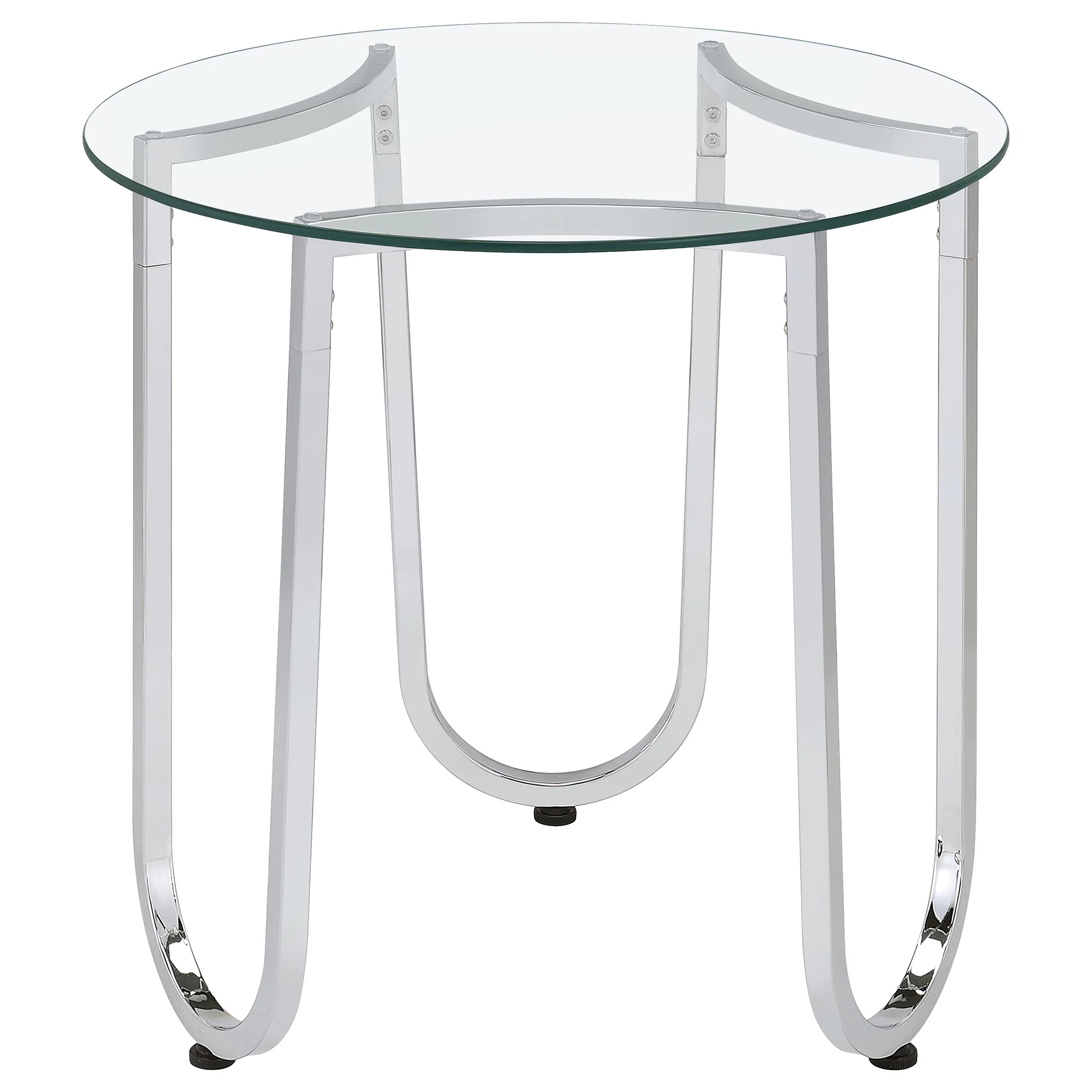 Beller Round Tempered Glass Top End Table Chrome - Image 5