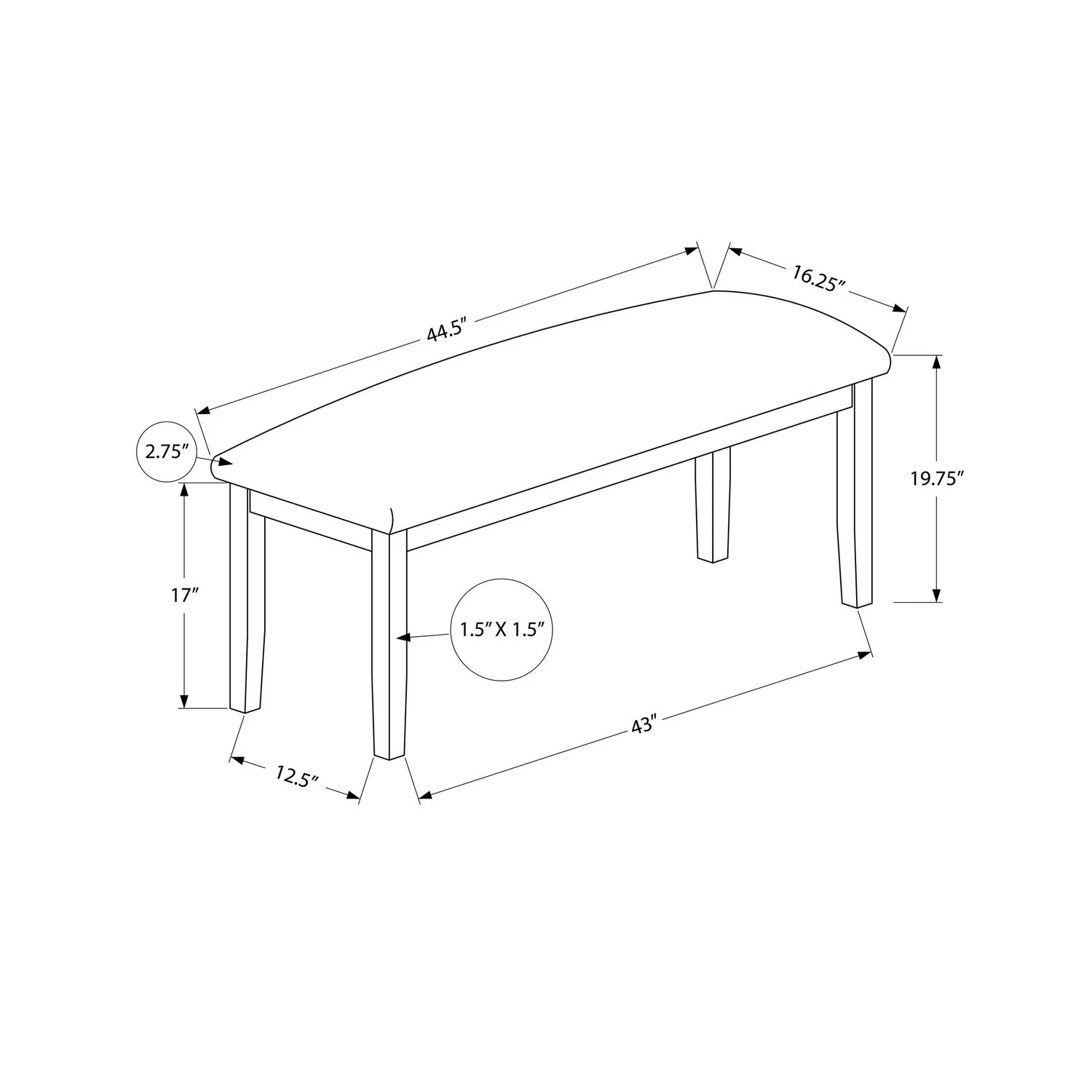 Bench, Rectangular, Hallway, Upholstered, Transitional - Image 14