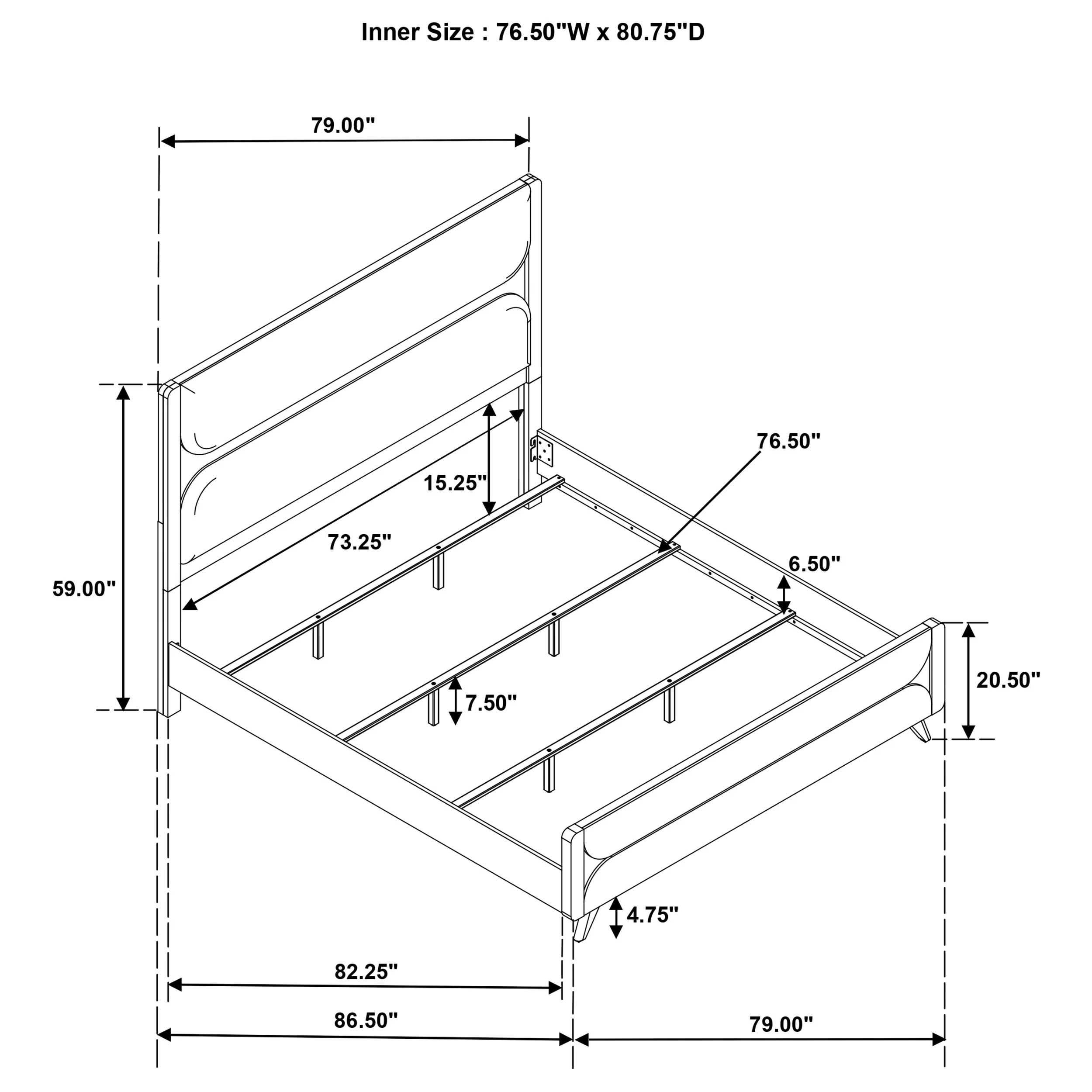 Bennett 62-Inch Eastern King Upholstered Panel Bed - Image 11