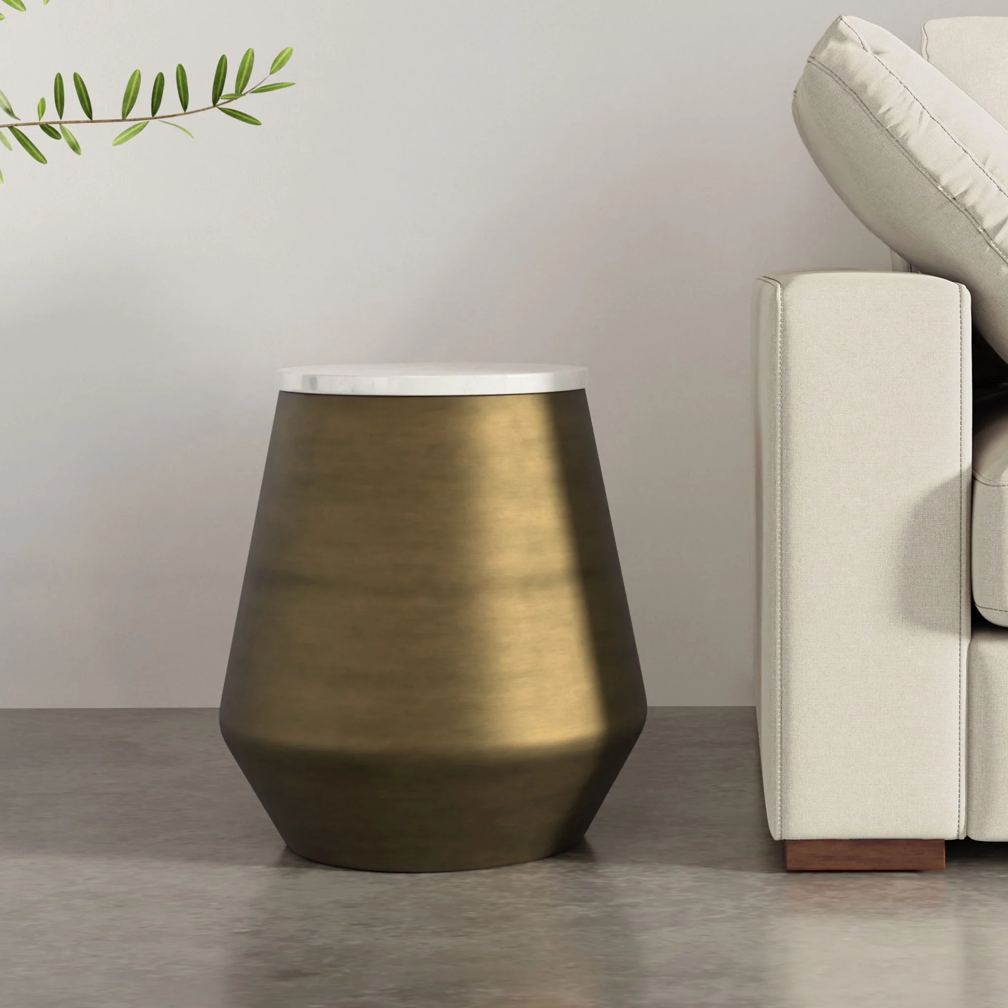 Benning - Side Table - Antique Brass / White - Image 4