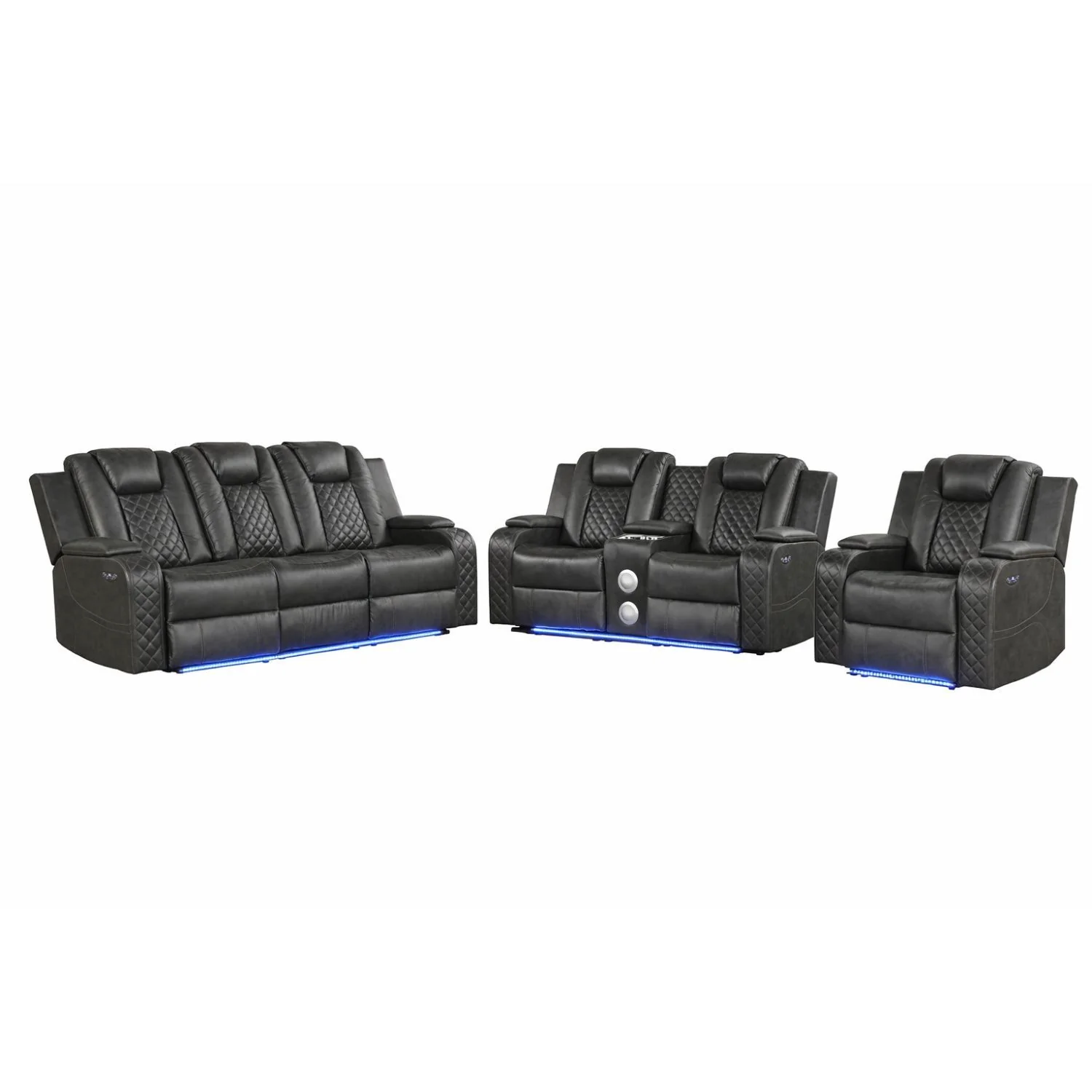 Benz - Power Recliner Set With LED Lighting And USB Charging - Image 4
