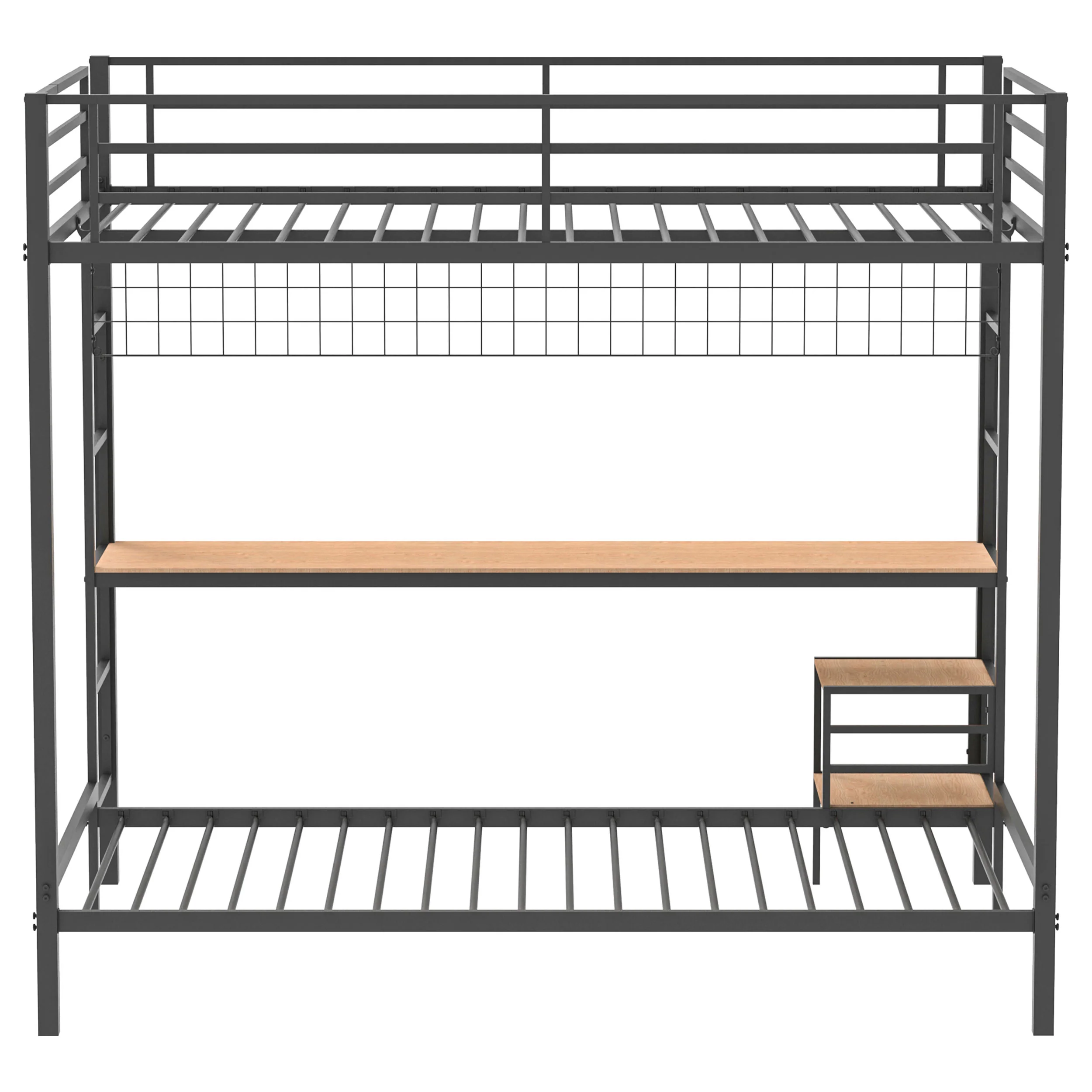 Bettoni Metal Full Over Twin Workstation Bunk Bed Matte Black - Image 8
