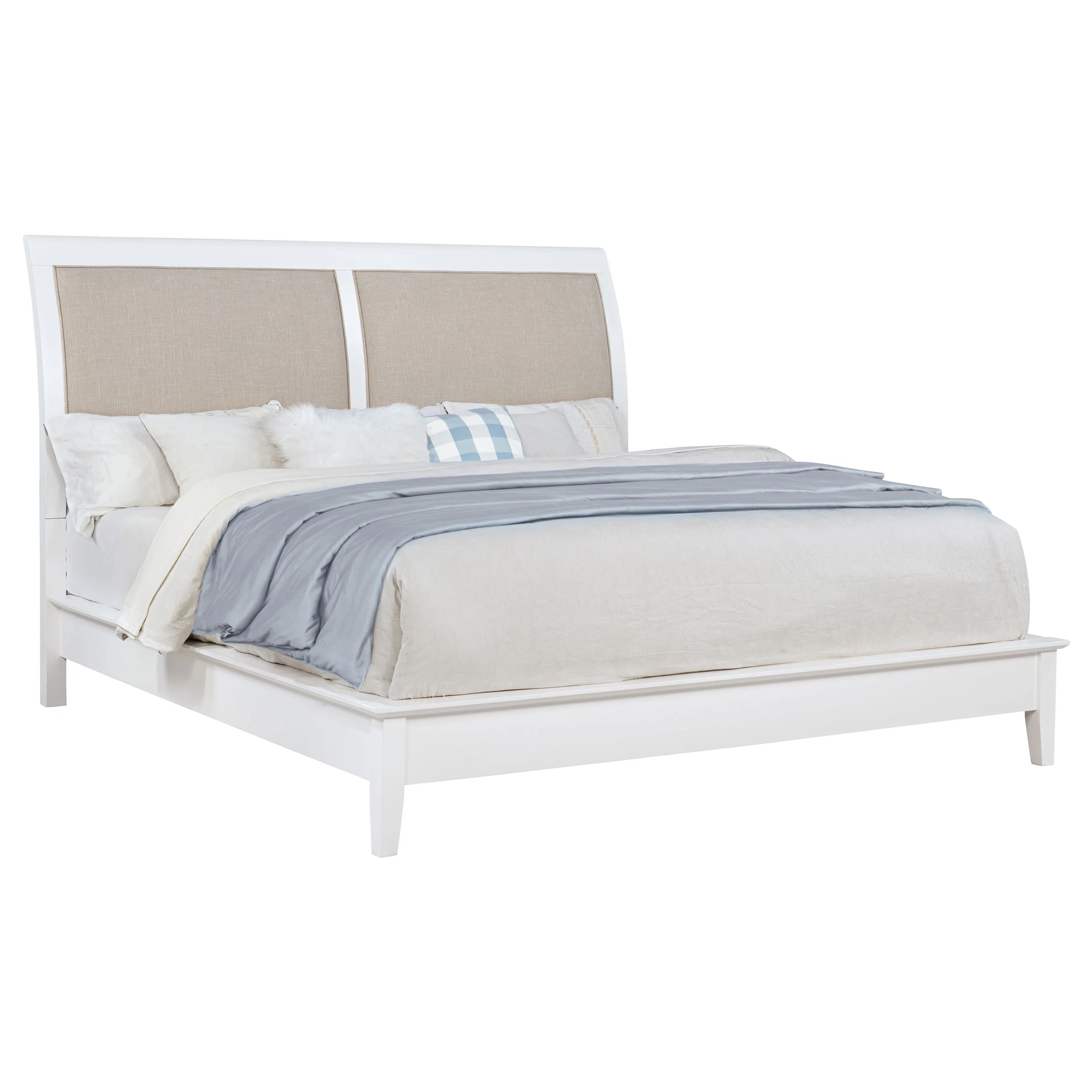 Bexhill 56-inch Upholstered Eastern King Panel Bed White - Image 3