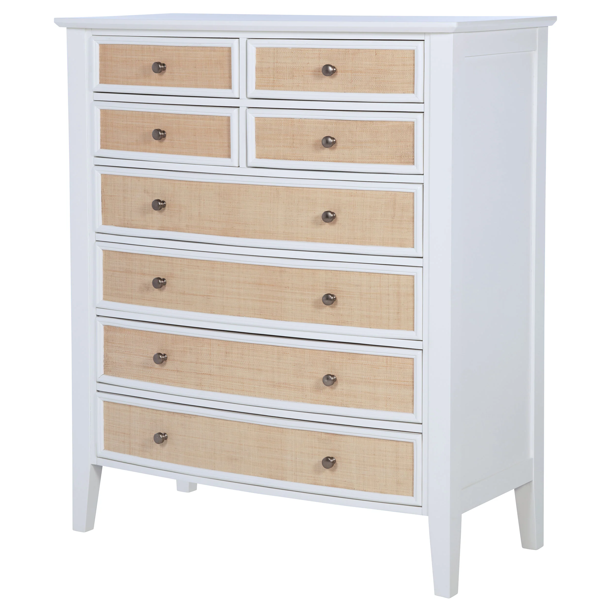 Bexhill 8-Drawer Chest of Drawers, White with Rattan - Image 4