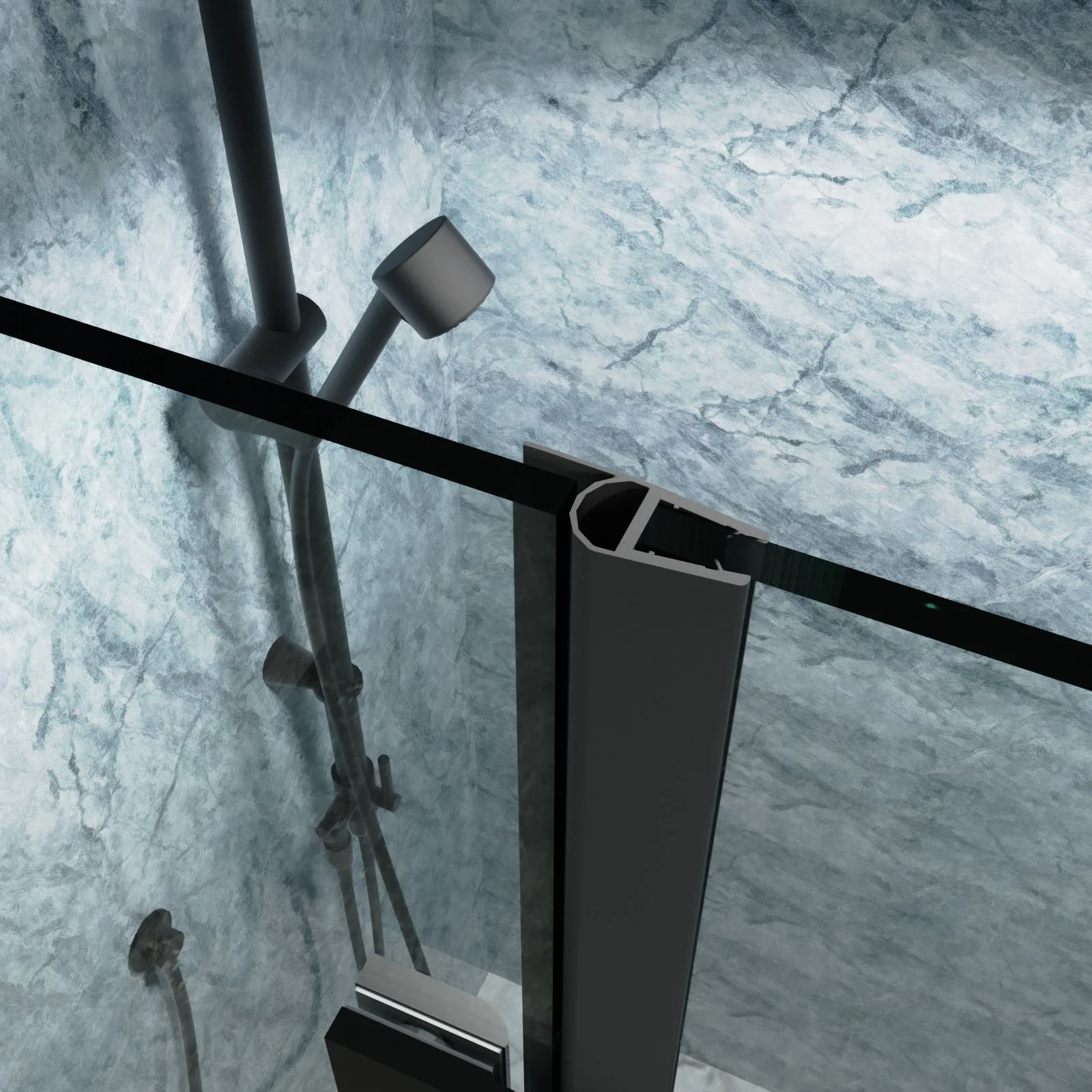 Bi-Fold Semi-Frameless Shower Doors In Matte With Clear Glass - Image 4