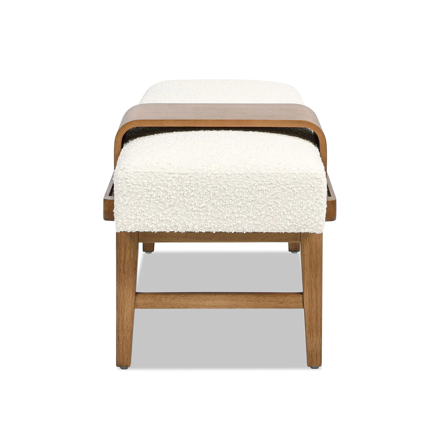 Billie - Modern Telephone Bench With Sliding Shelf - Ivory White - Image 9