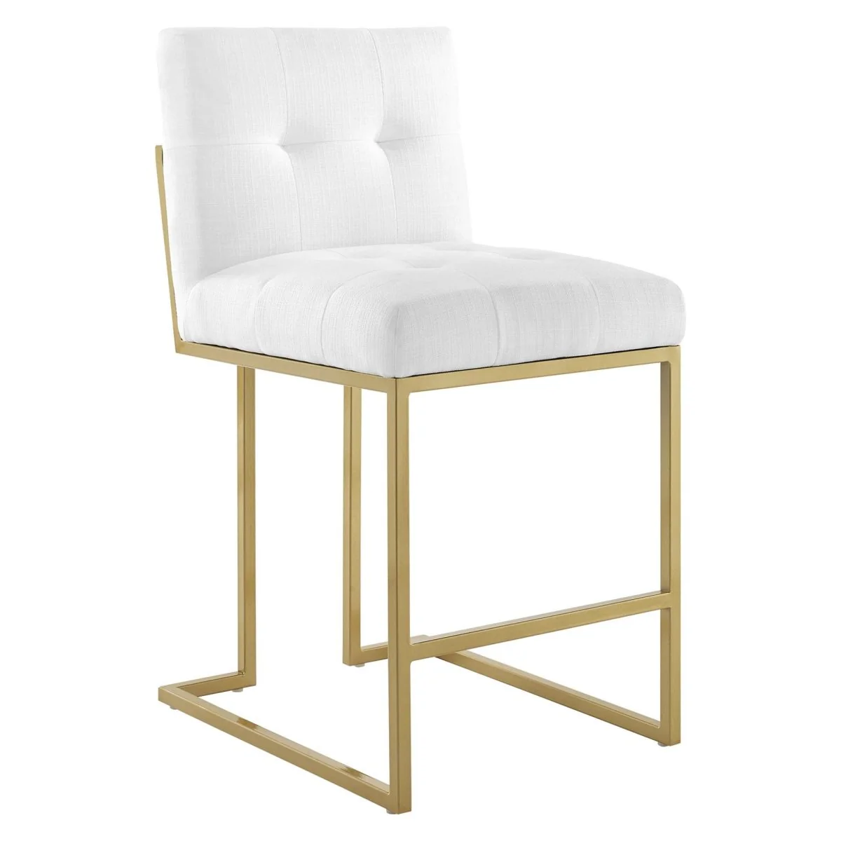 Biscuit Tufted Fabric Counter Stool – Gold Stainless Steel 38 Inch - Image 11