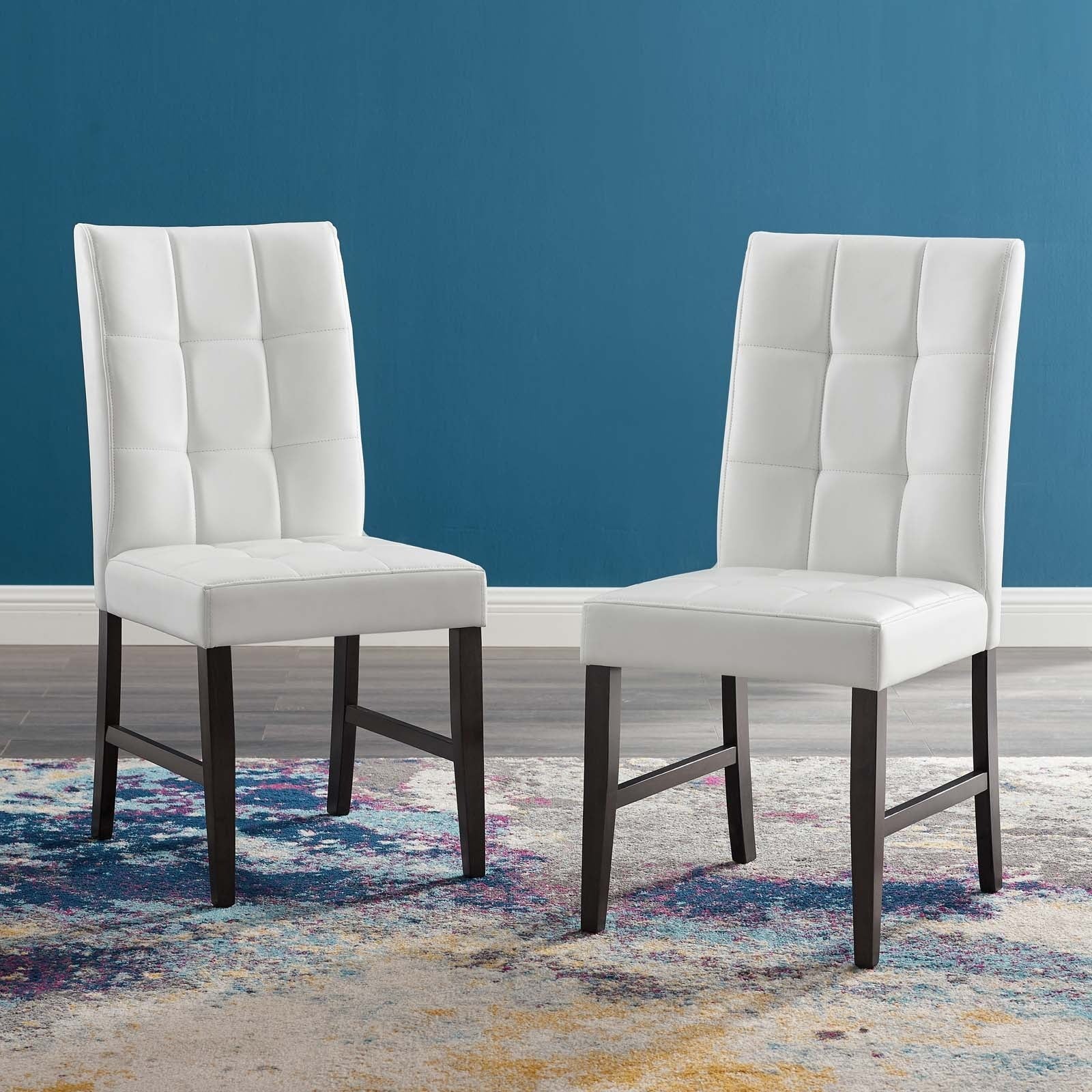 Biscuit Tufted Faux Leather Dining Side Chairs Set of 2 - Image 7