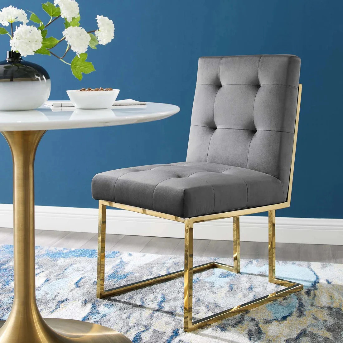 Biscuit-Tufted Performance Velvet Dining Chair - Image 5