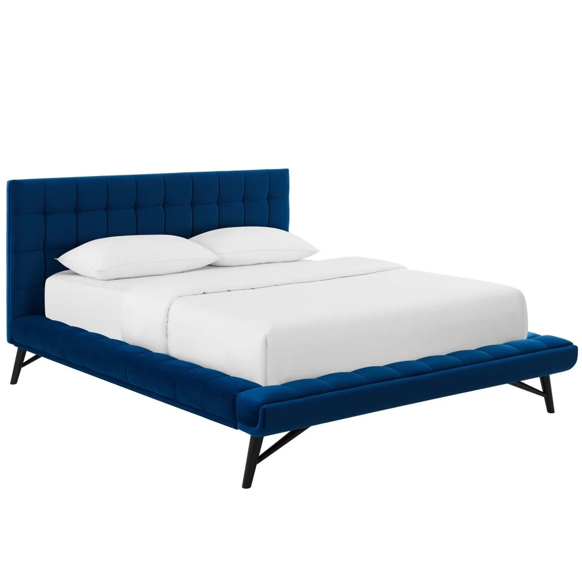 Biscuit Tufted Performance Velvet Queen Platform Bed - Image 21