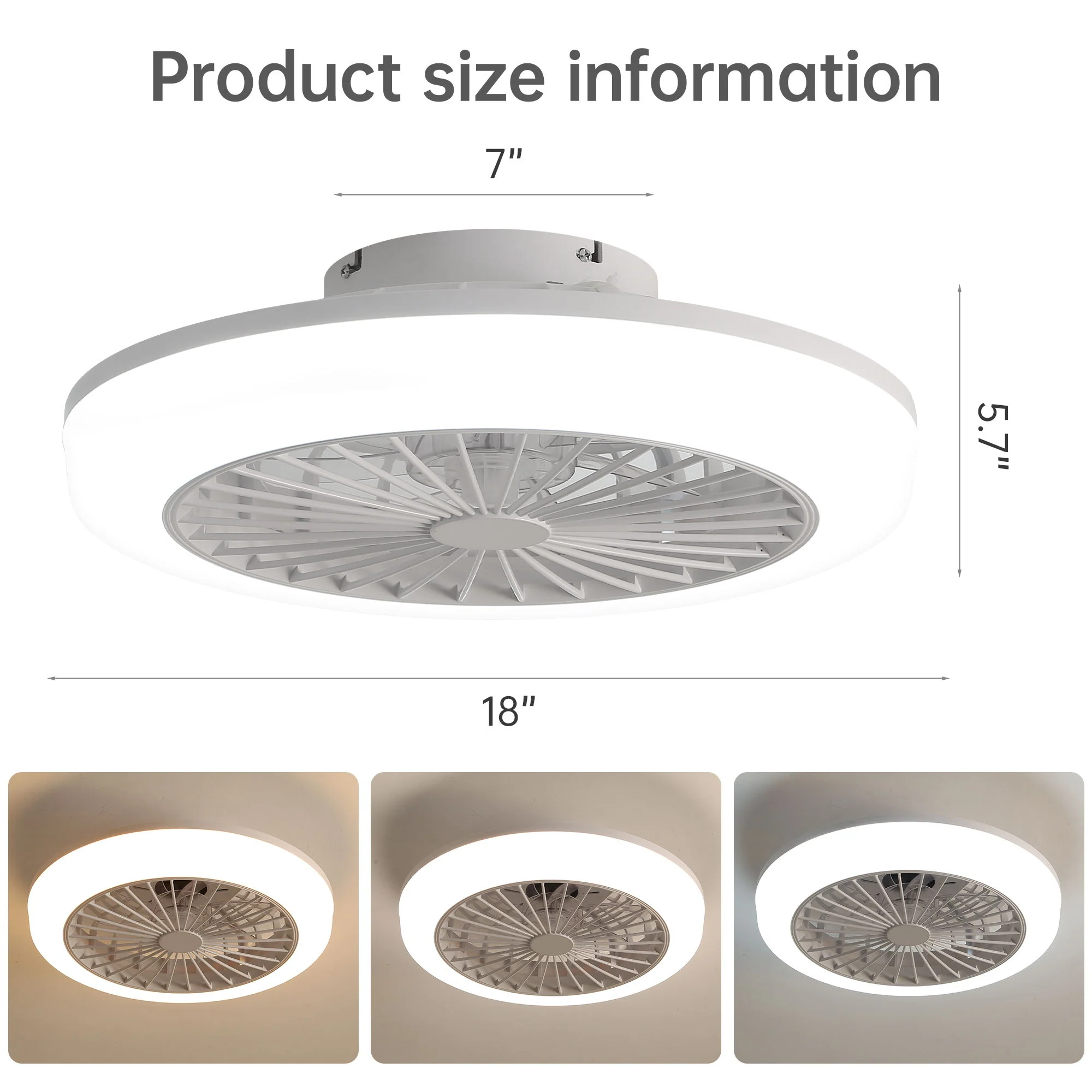 Bladeless Ceiling Fan With Light And Remote Control - White - Image 9