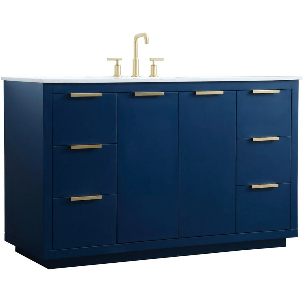 Blake 54 inch Free Standing Single Basin Vanity in Blue - Image 6