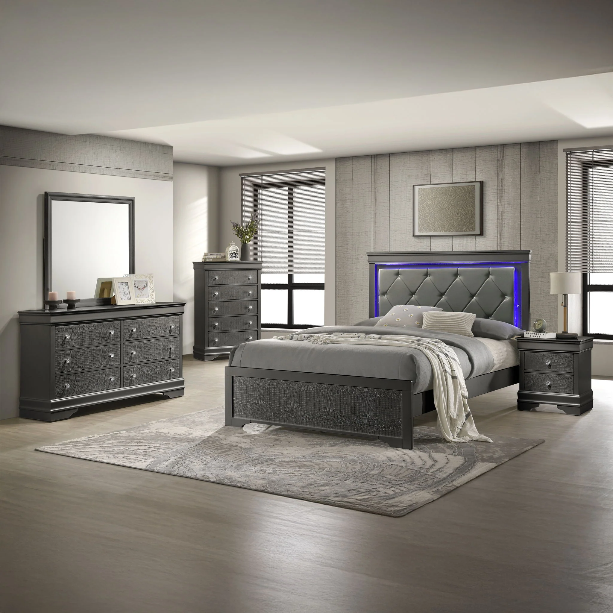 Blaze - Modern Bedroom Set With LED Headboard - Image 9