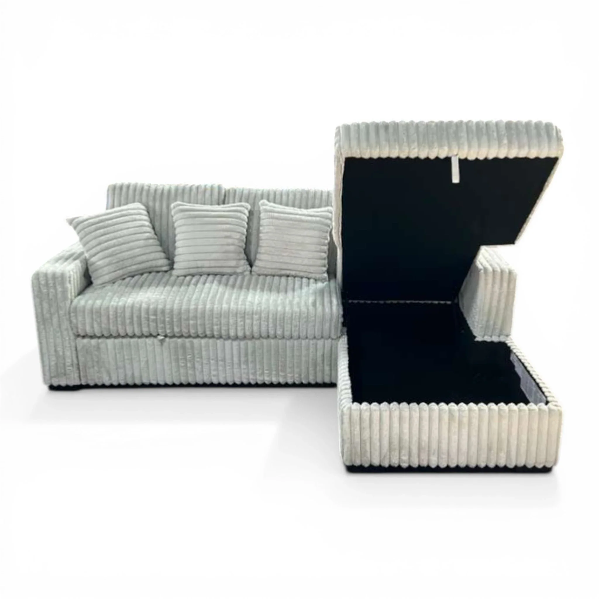 Bliss Small Corduroy Sectional Sleeper with Storage Chaise and USB Charging - Image 4