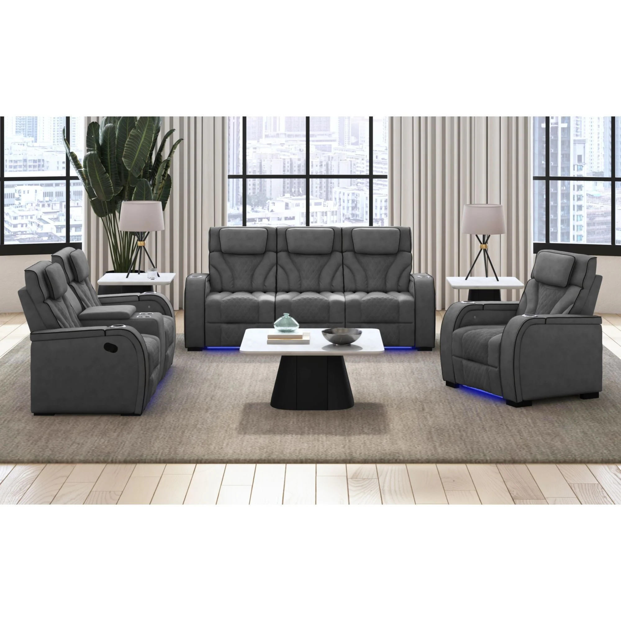 Blitz - Motion Loveseat With Console, And LED - Image 11