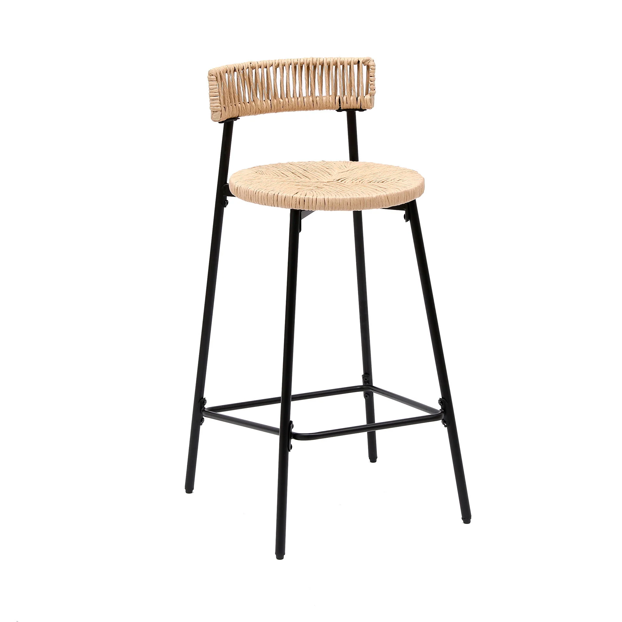 Boho Style Handwoven Paper Rope Counter Stools (Set of 2) - Image 9