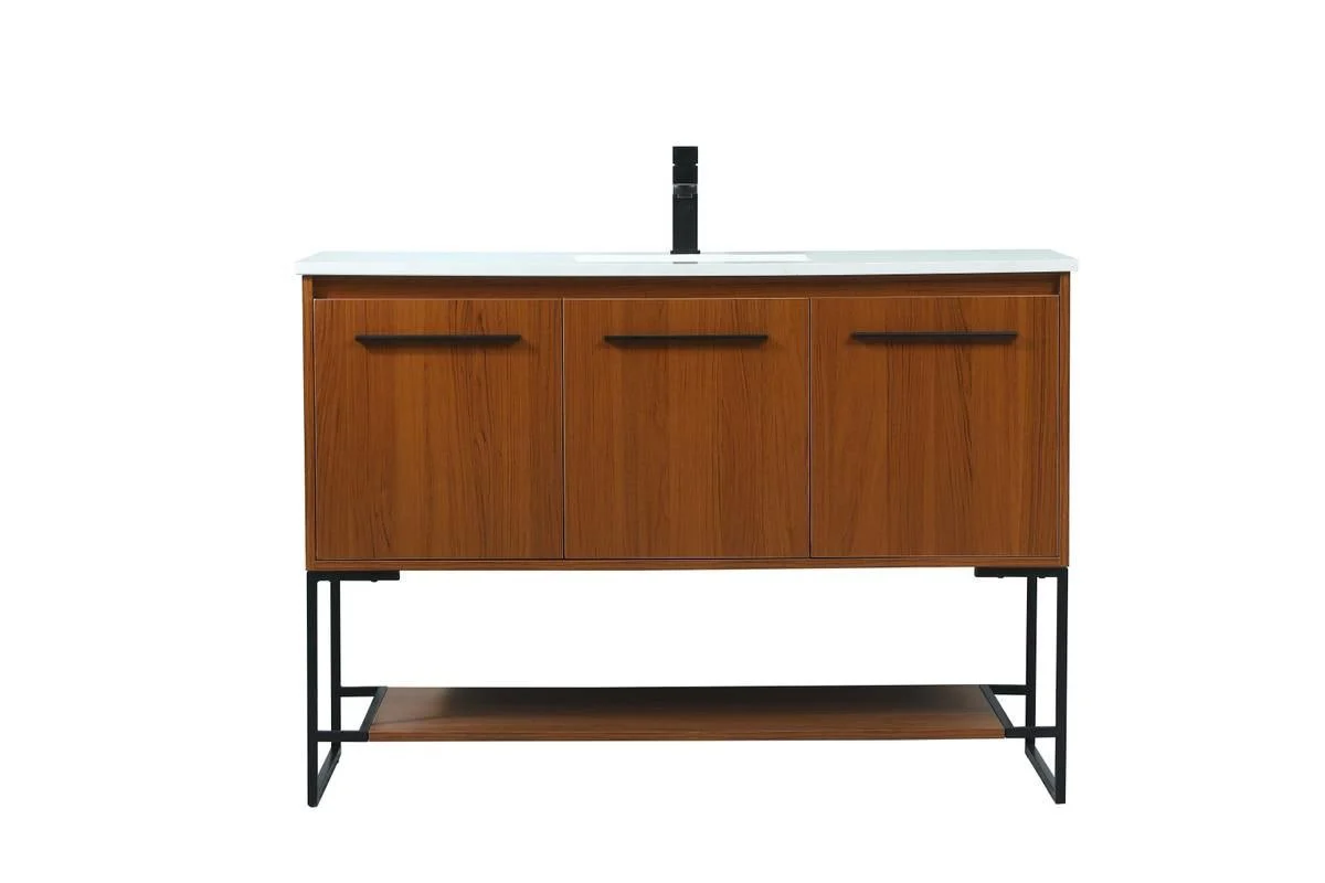 Boise 48 inch Free Standing Single Basin Vanity in Teak - Image 3