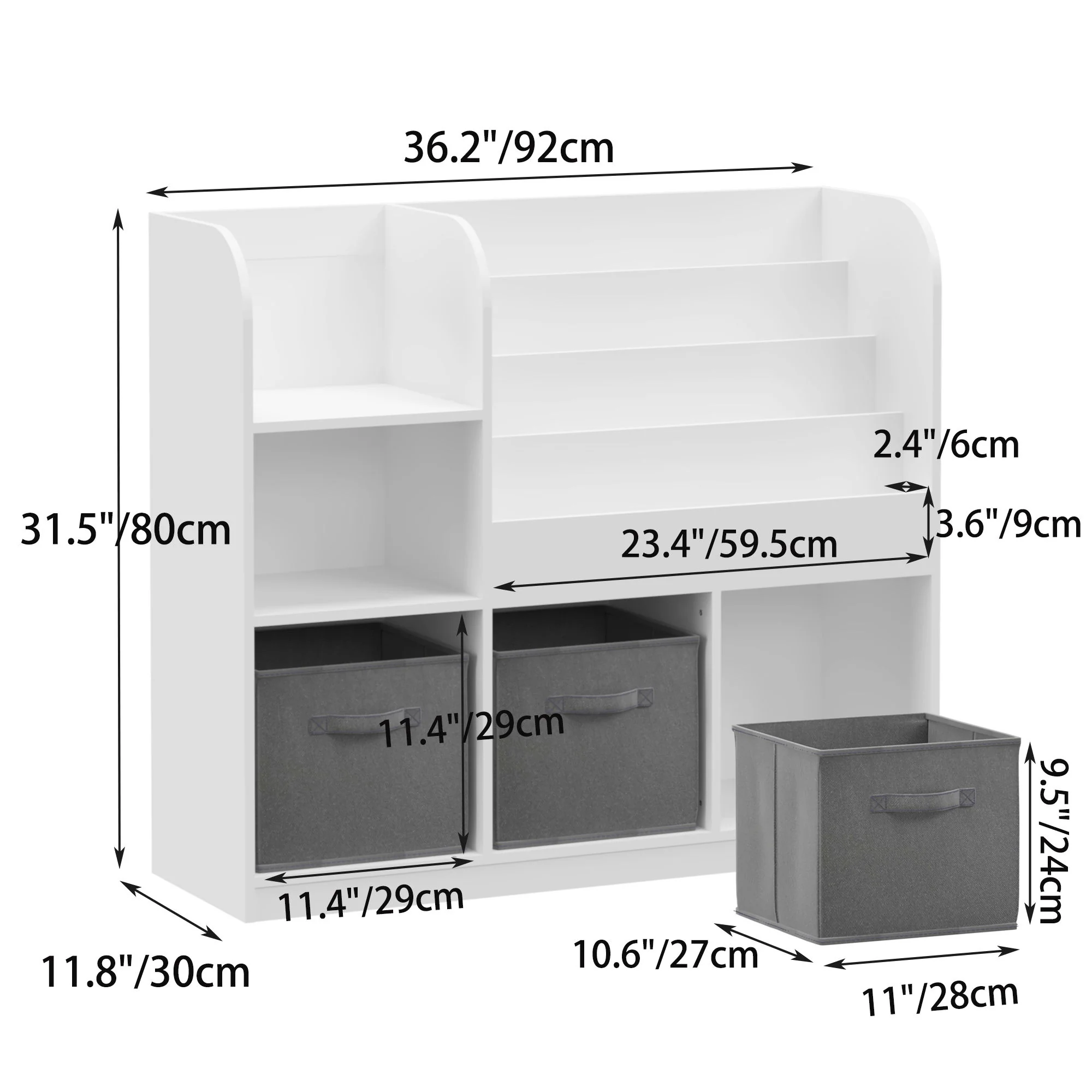 Bookcase And Bookshelf With 3 Collapsible Drawers, Multifunctional Display Stand - Image 7