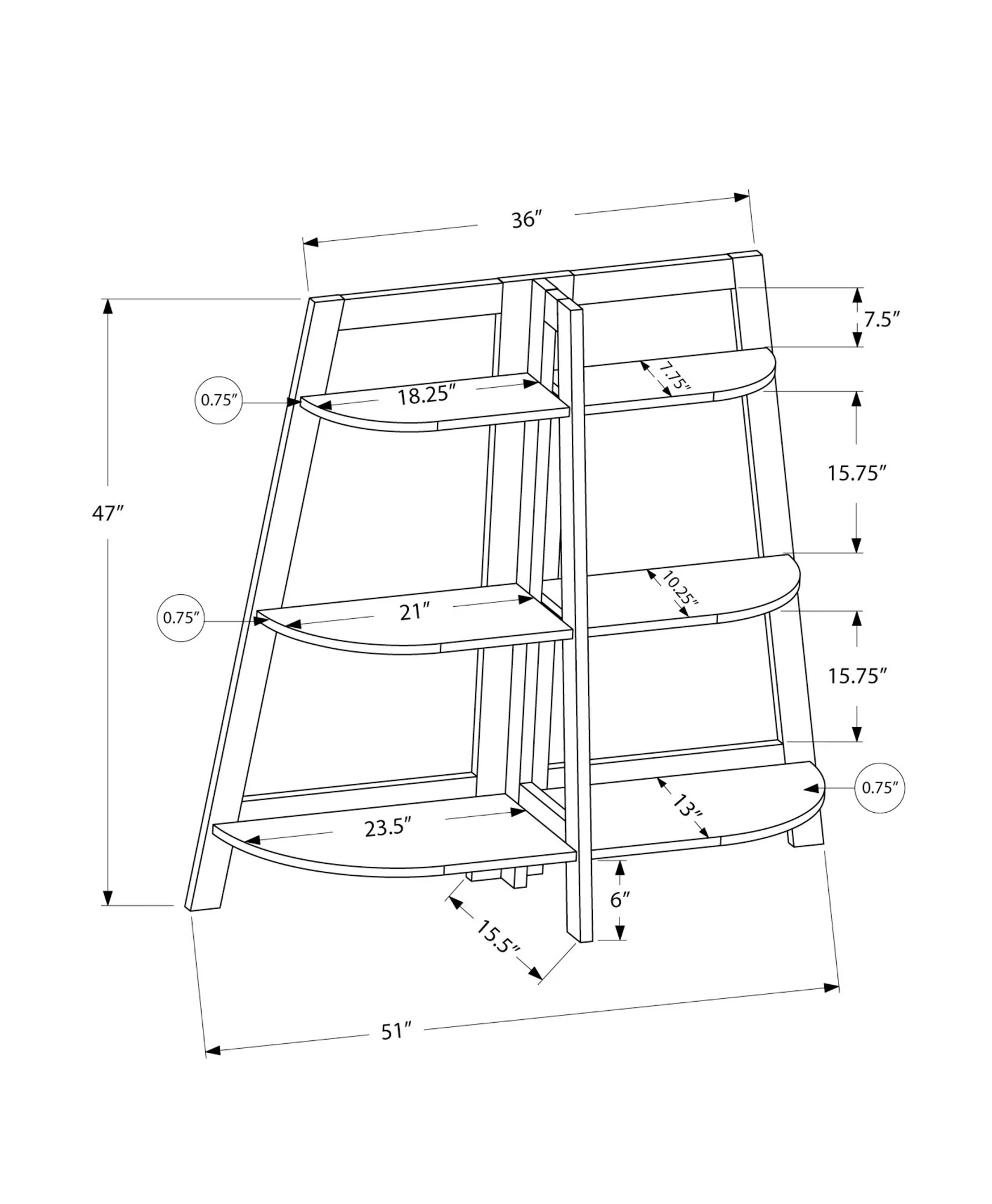 Bookshelf, Bookcase, Etagere, 3 Tier, For Office, Contemporary & Modern - Image 17