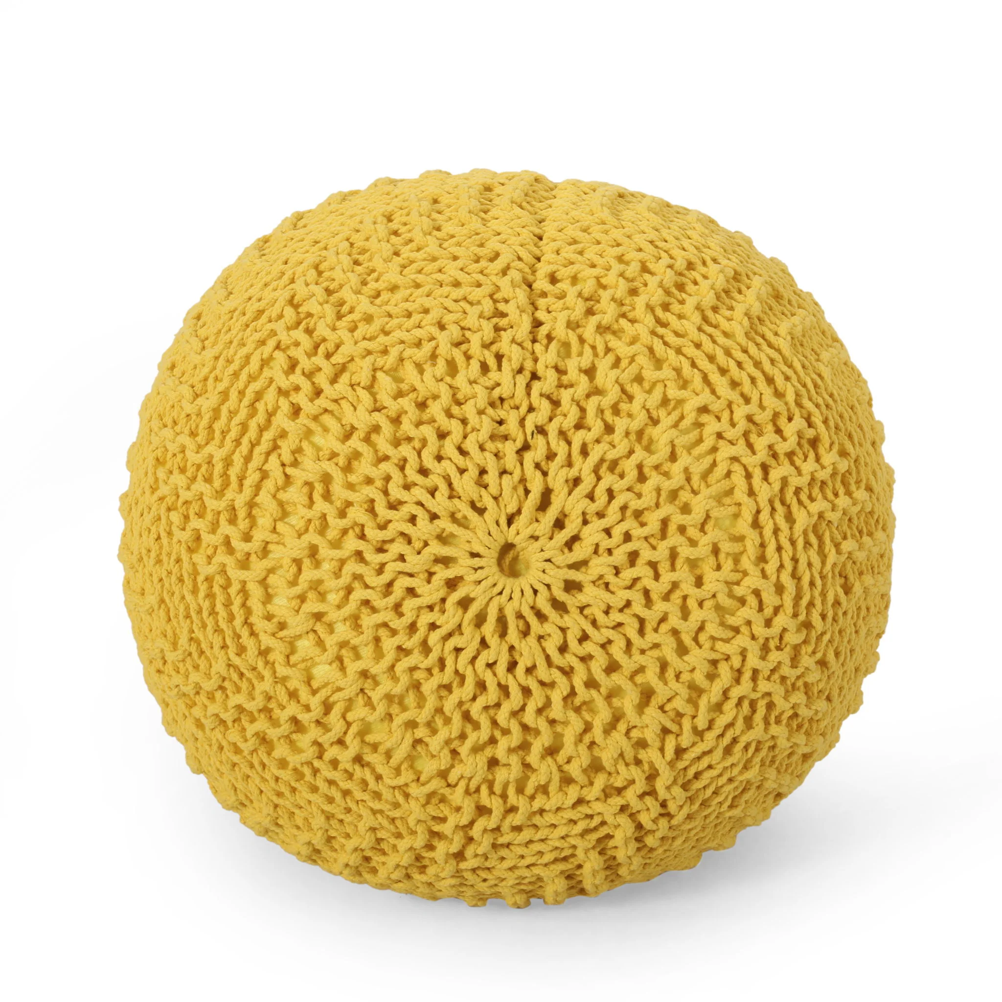 Bordeaux - Knitted Round Pouf Ottoman - Image 2