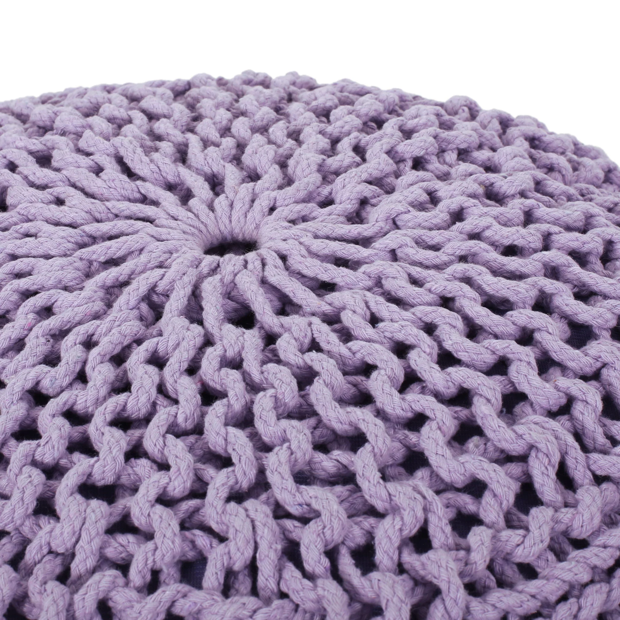 Bordeaux - Knitted Round Pouf Ottoman - Image 6
