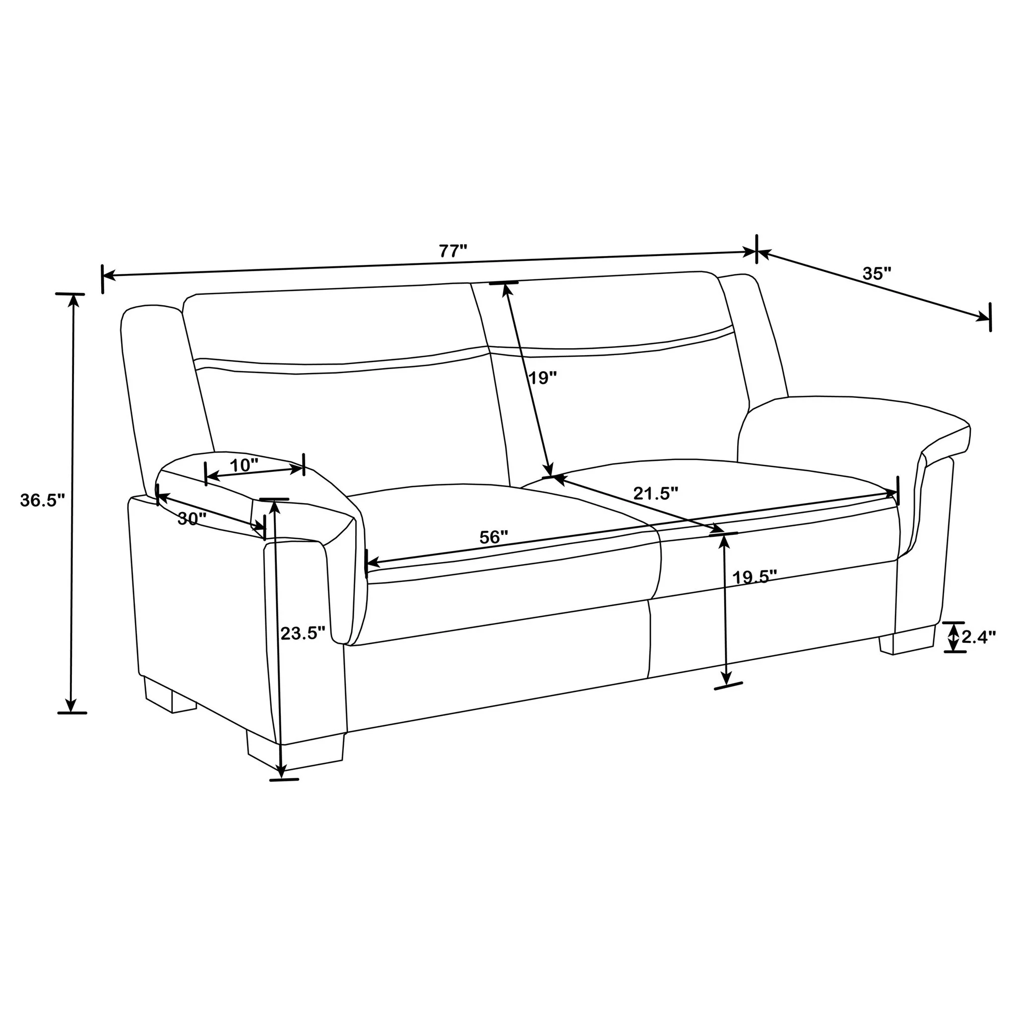 Borden - 2 Piece Living Room Set With Smooth Upholstery - Gray - Image 2