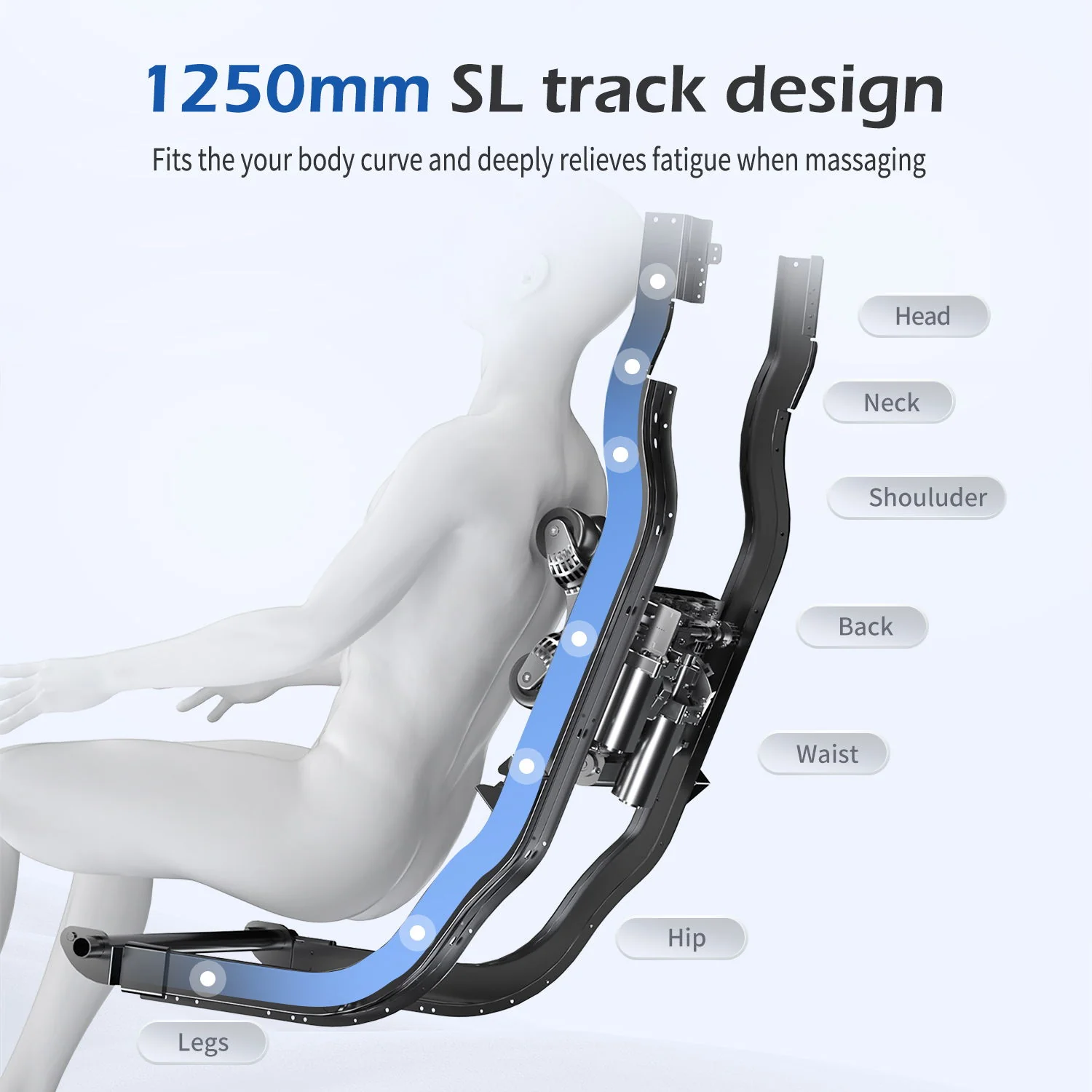 Bosscare - 2023 Brand New Update Gr8686 Massage Chairs With Ai Voice, App Control Sl Track Zero Gravity Full Body Massage Recliner - Gray - Image 2