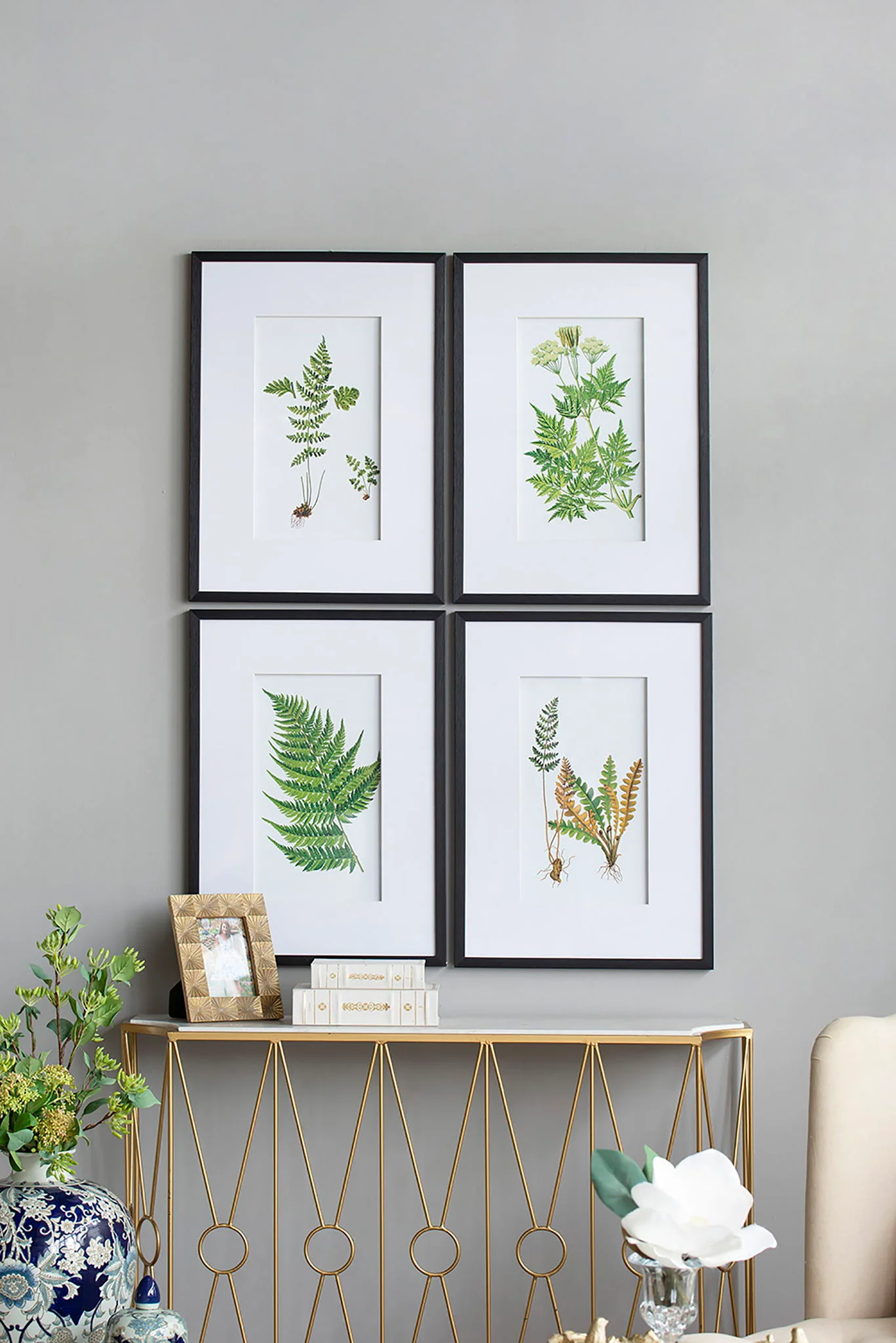 Botanical And Fern Wall Art, Wall Decor For Living Room Dining Room Entryway (Set of 4) - White / Black - Image 7