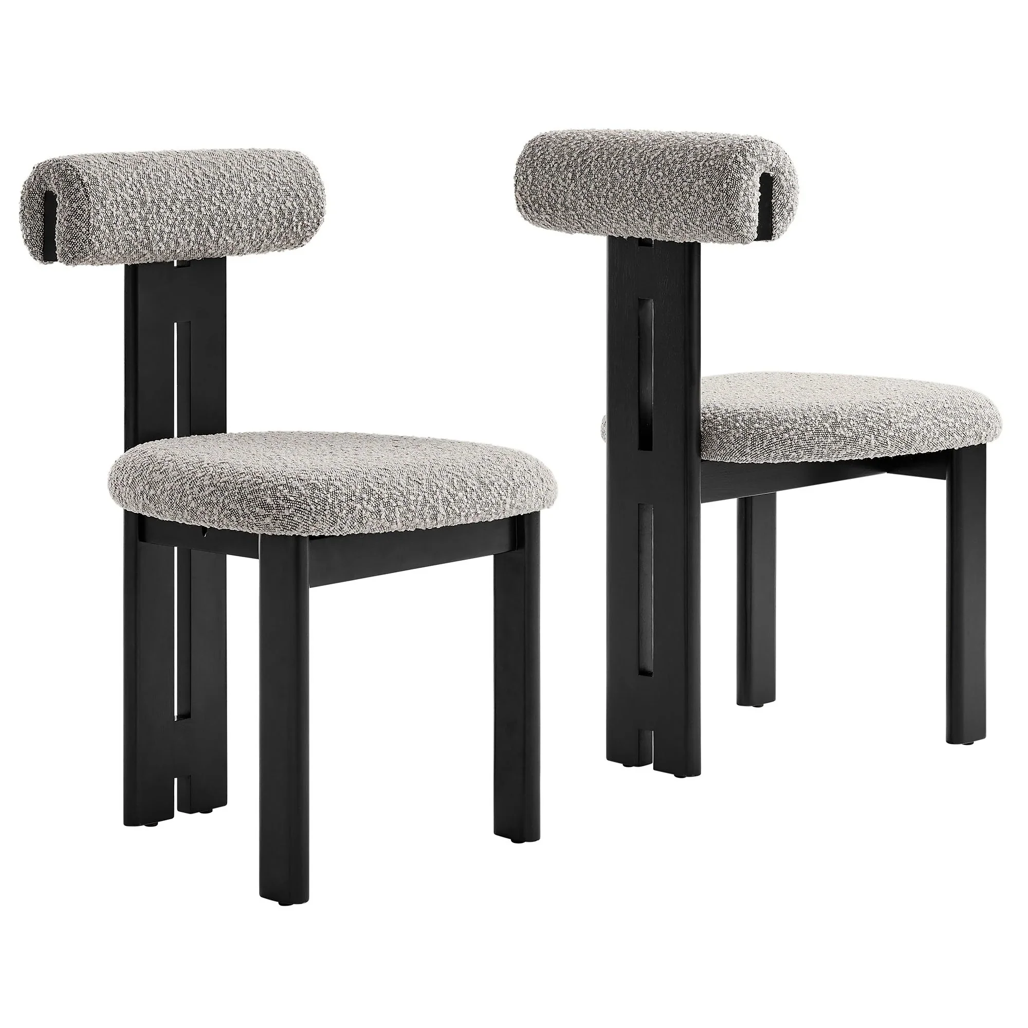 Boucle Fabric 3-Leg Dining Chair Set of 2 - Image 41