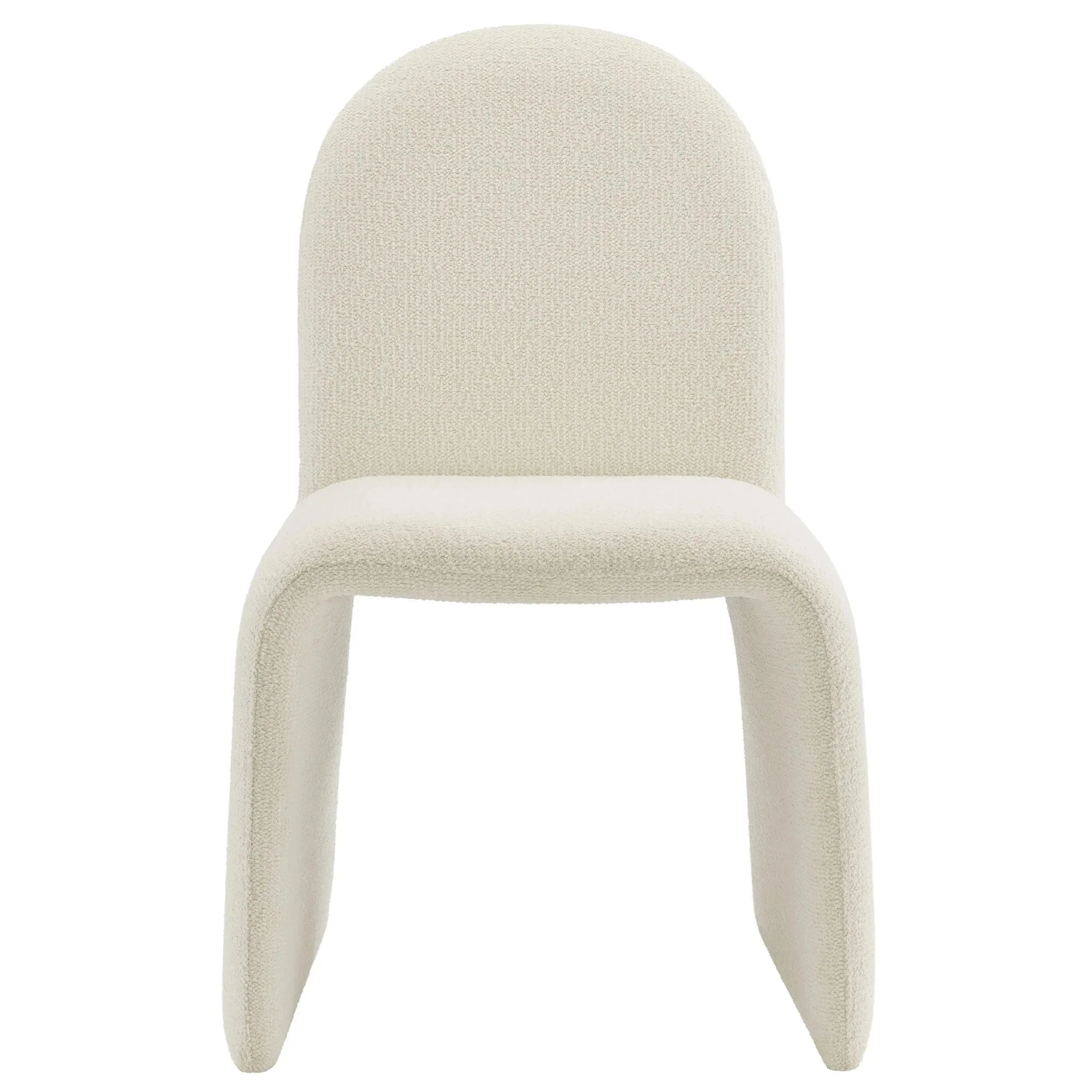 Bouclé Upholstered Armless Dining Chair with Arch Back
