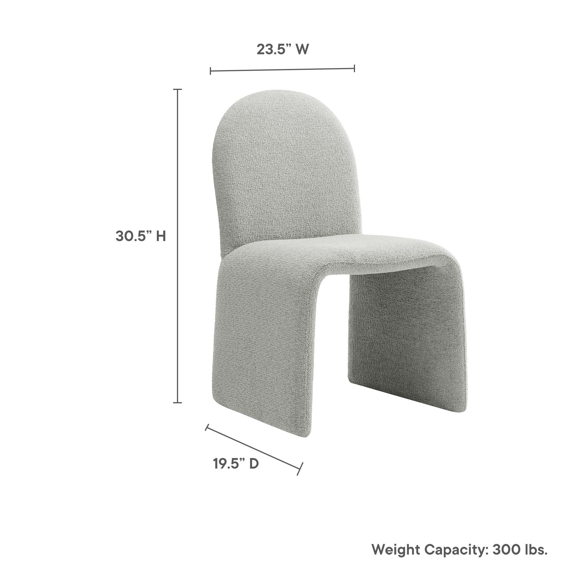 Bouclé Upholstered Armless Dining Chair with Arch Back - Image 17