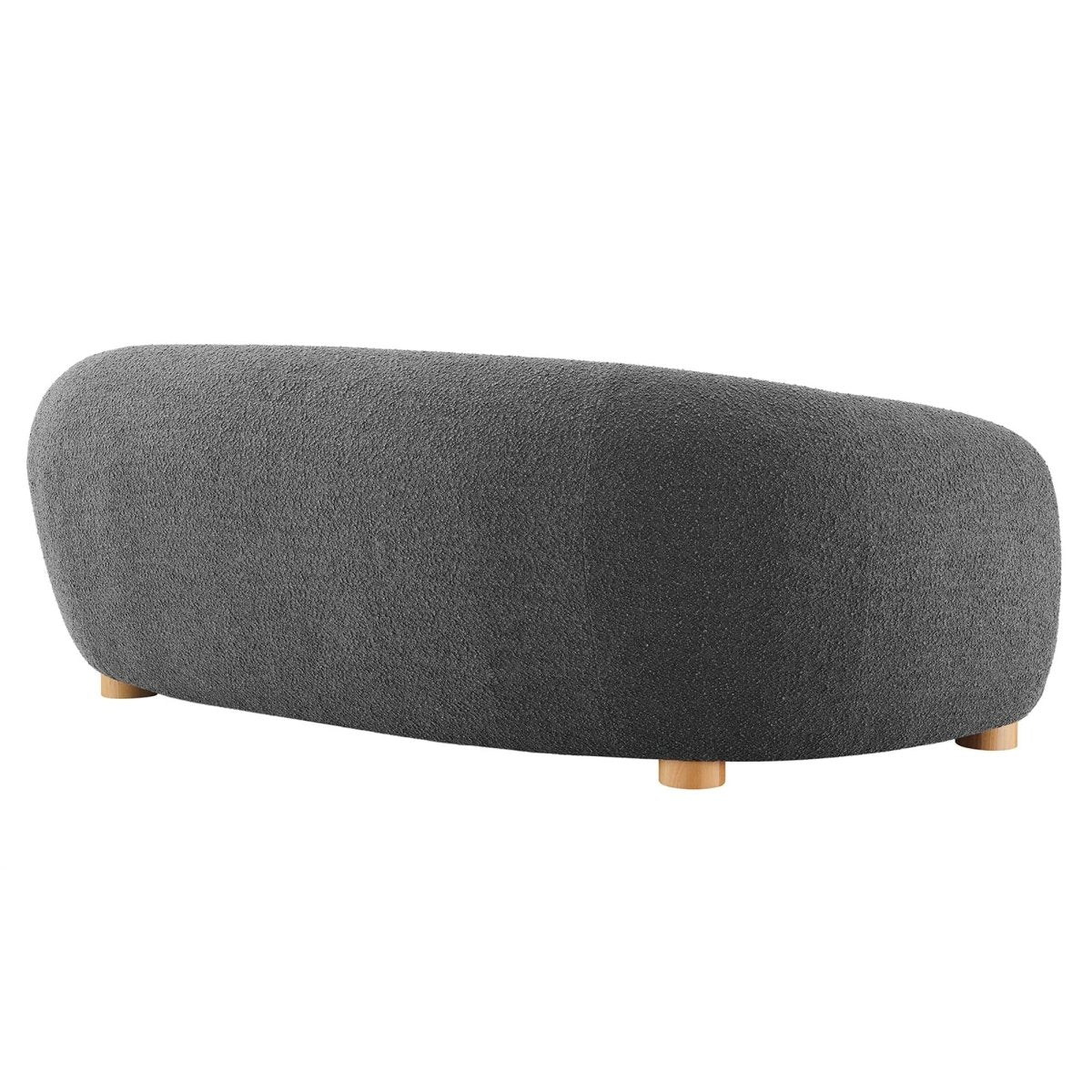 Boucle Upholstered Fabric Sofa with French Piping in Gray - Image 5