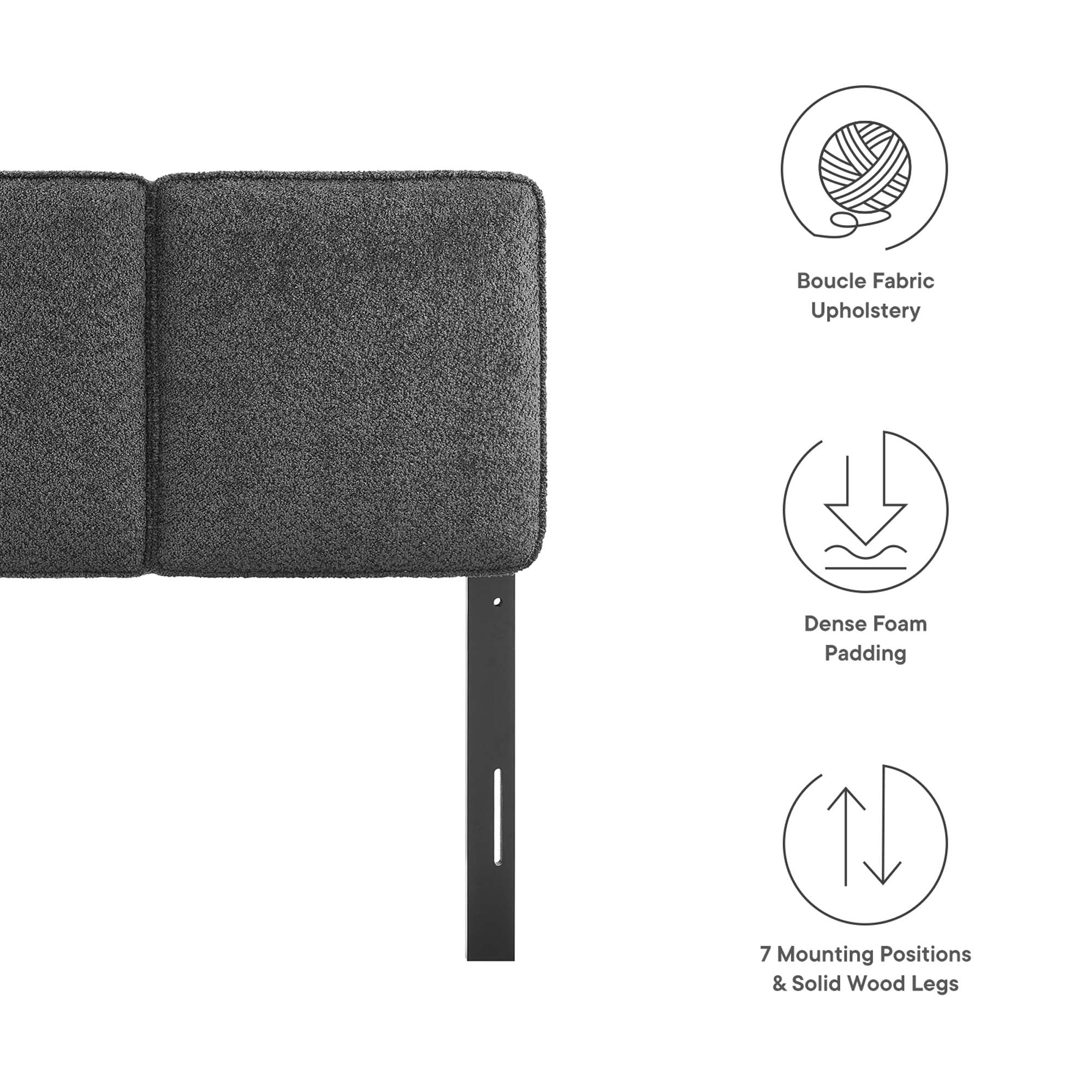 Boucle Upholstered Pillow-Style Headboard - Image 20