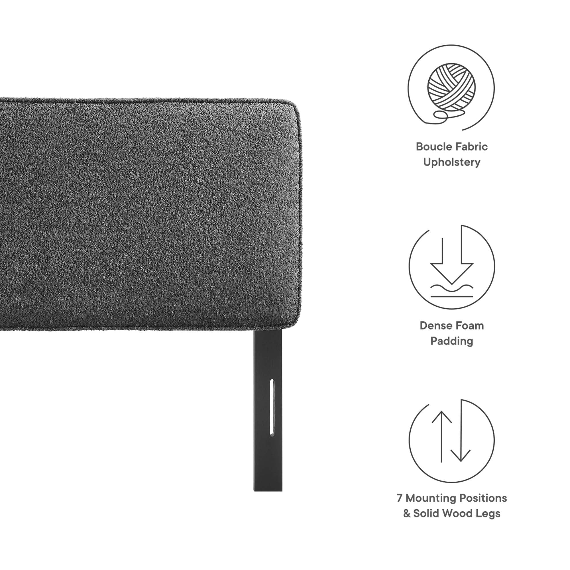 Boucle Upholstered Pillow-Style Headboard - Image 44