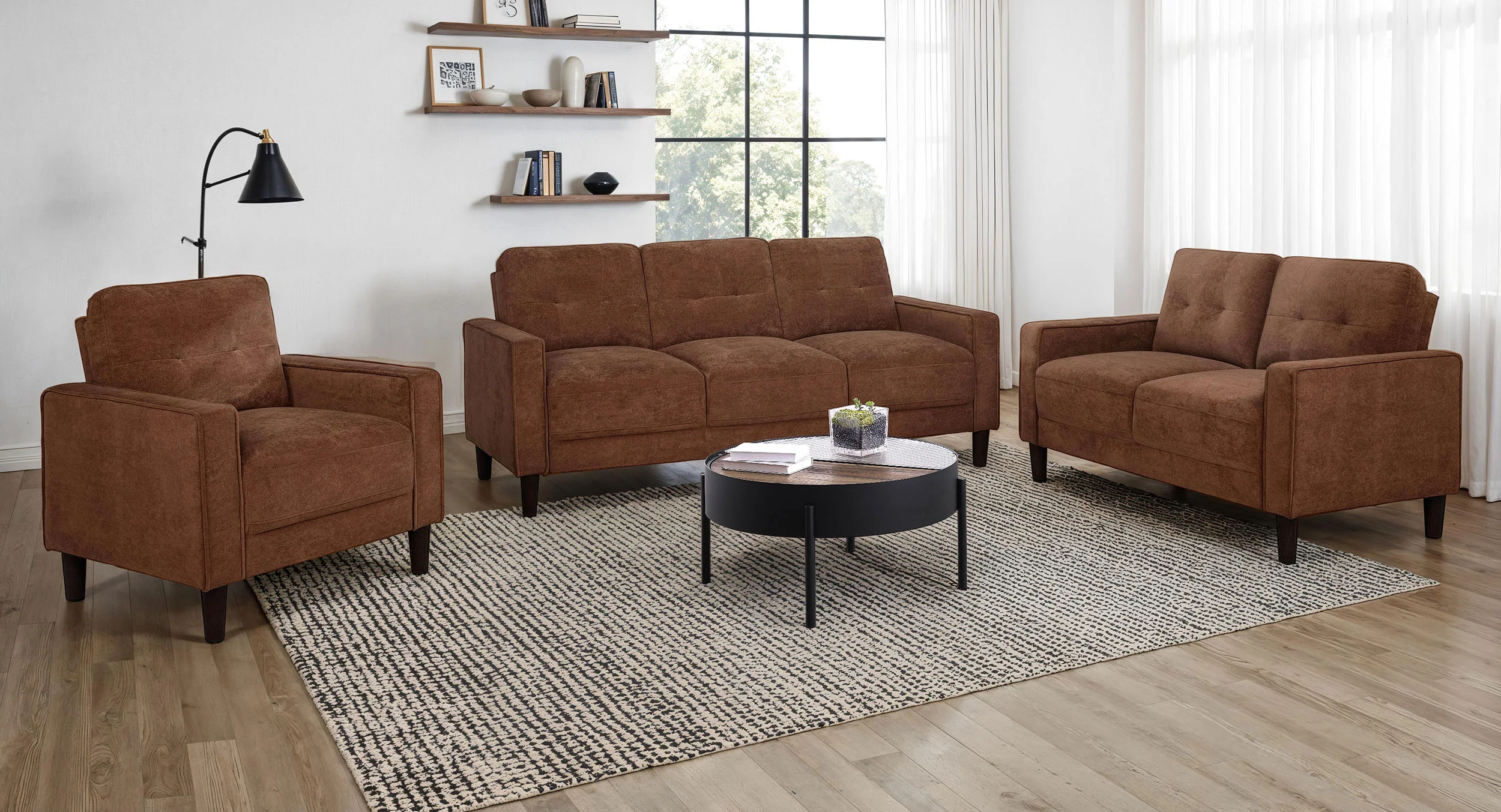Bowen II Fabric Upholstered Track Arm Loveseat, Rust - Image 11
