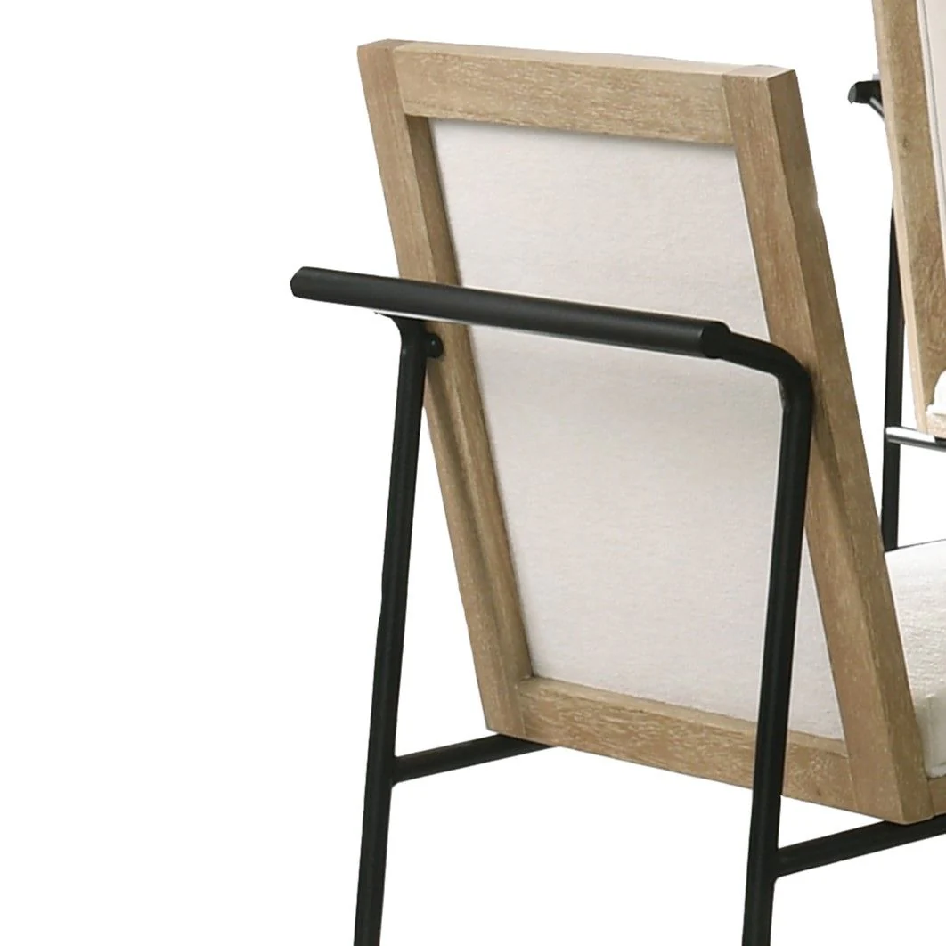 Bowen - Round Dining Table With Cream Color Upholstered Chairs (Set of 5) - Oak Finish - Image 4