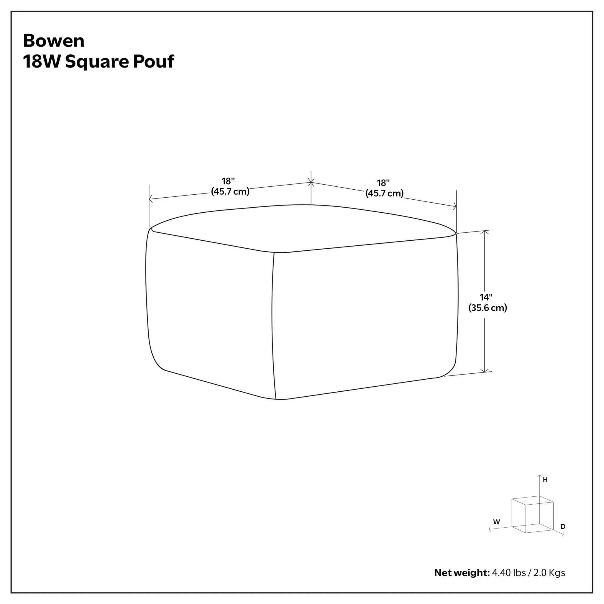 Bowen - Square Pouf - Black - Image 2