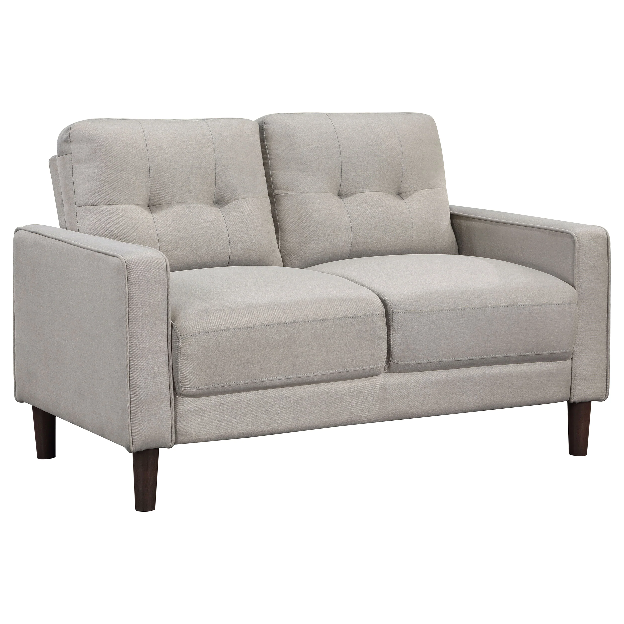 Bowen Upholstered Track Arm Tufted Loveseat in Beige